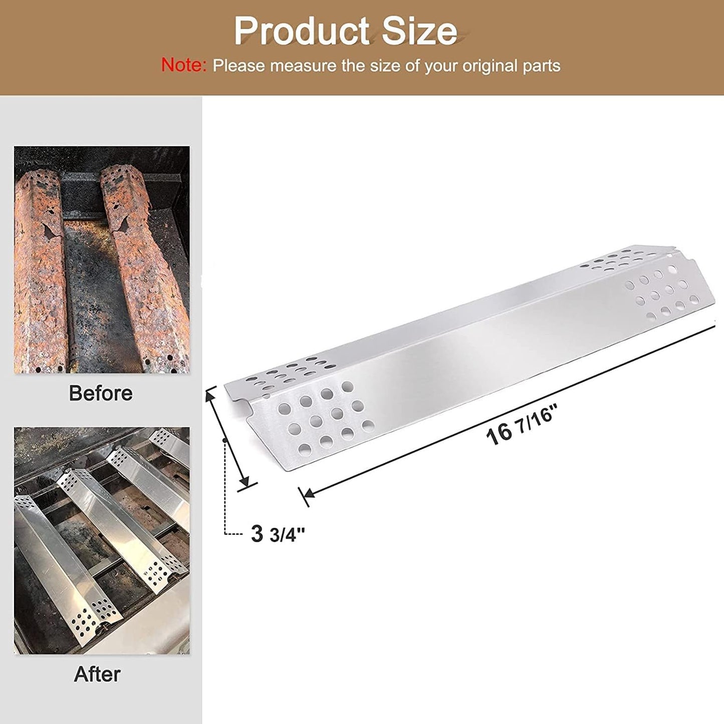 Criditpid BBQ Heat Plate Shields Replacement Parts for Master Chef G45308, G45311, G45301, G45303, G45309 Grill Models. Stainless Steel Barbecue Heat Tent Burner Cover, 4-Pack.