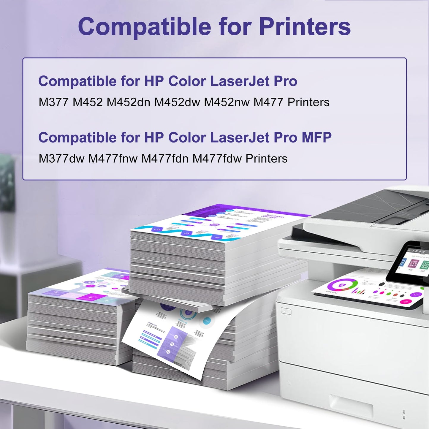ManyJets 410A Toner Cartridge 4 Pack Compatible for HP 410A CF410A CF411A CF412A CF413A, for Color Laserjet Pro M477fdw, M477fnw, M477, M452dw, M452dn, M452nw, M452, M377dw, M377 Printer ( B/C/Y/M)