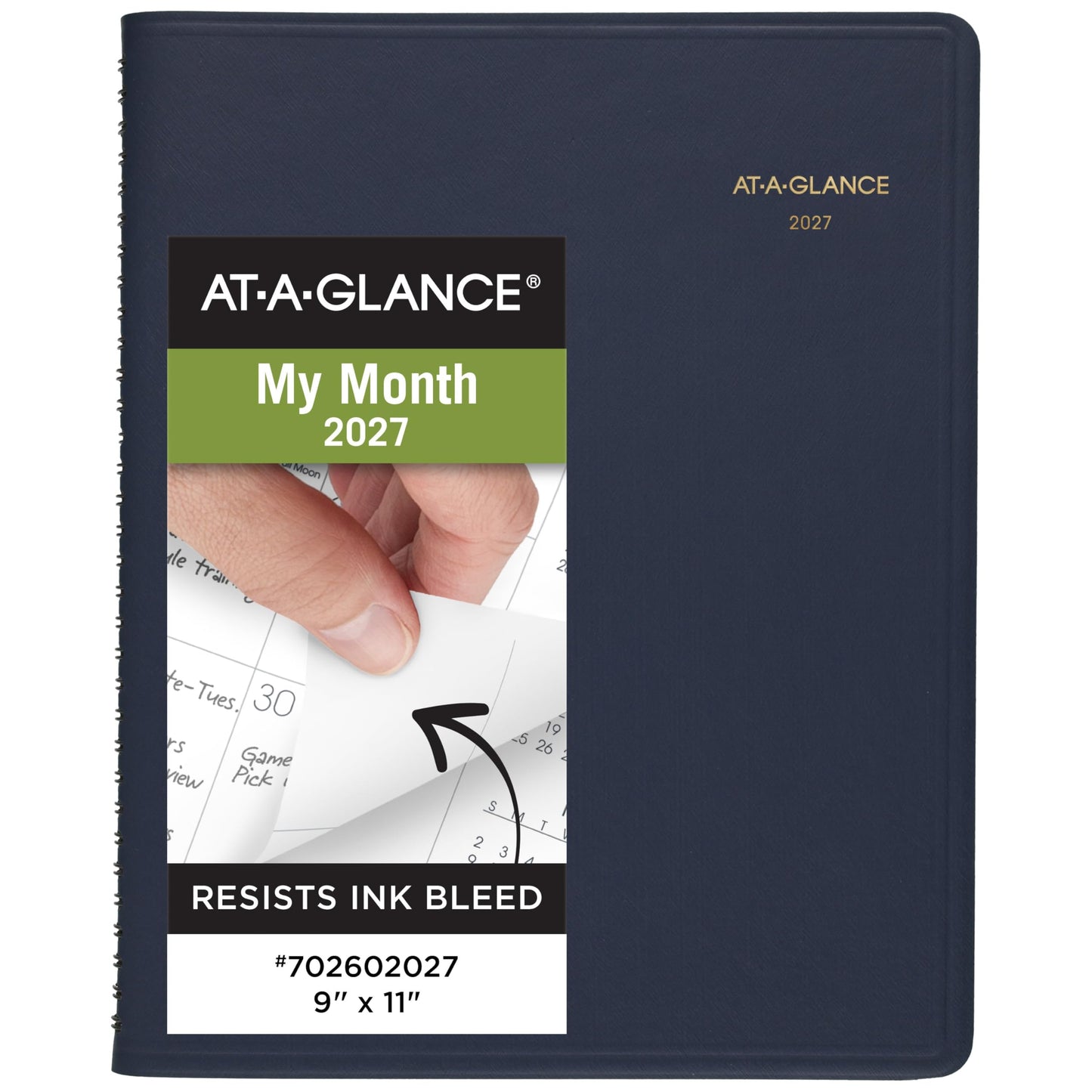 AT-A-GLANCE 2027 Planner, Monthly, 15-Month Jan-Mar, 9" x 11", Unruled Daily Blocks, Navy (702602027)