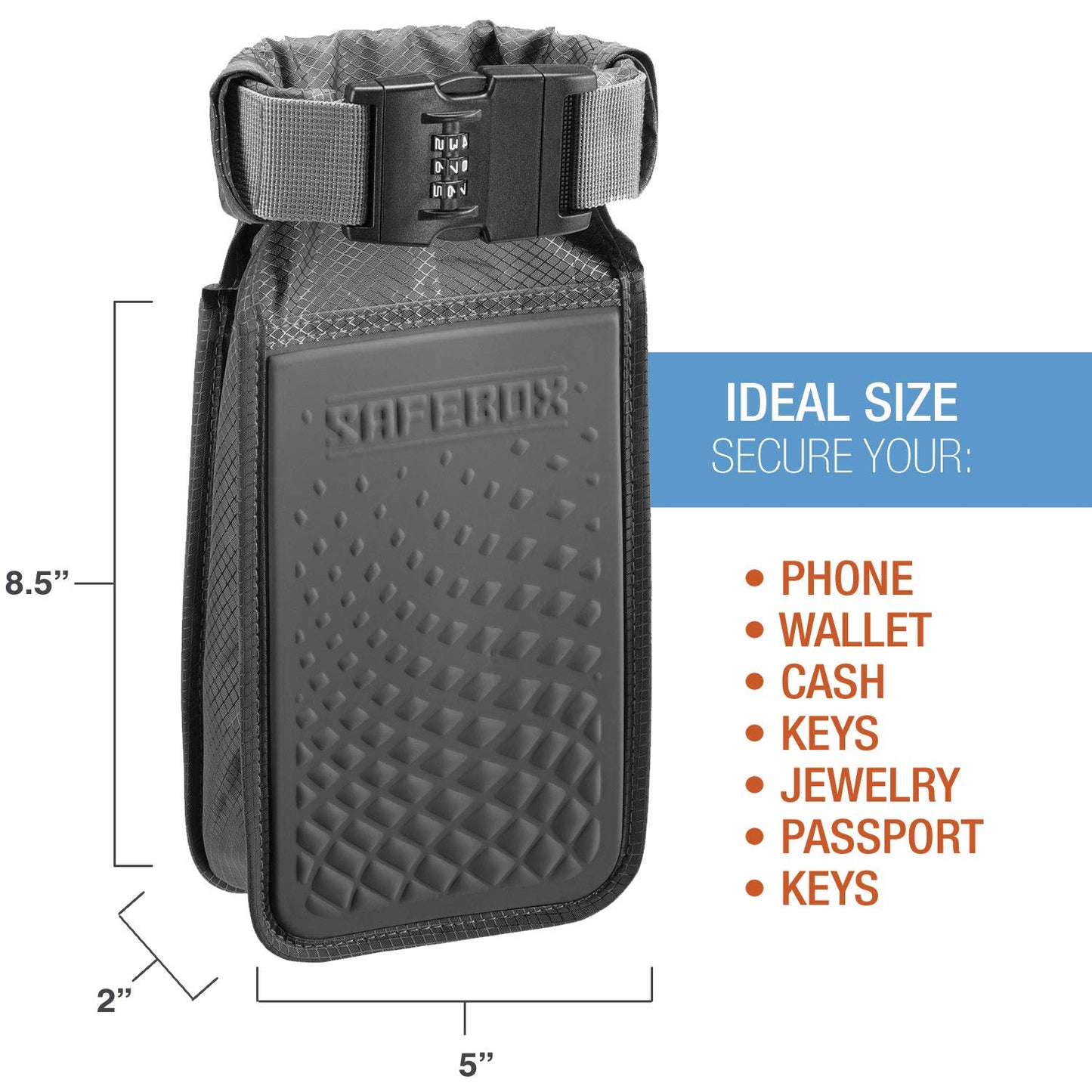 Lewis N. Clark Safebox Portable Safe with Anti Theft Combination Lock and Slash Resistant Material to Protect Wallet