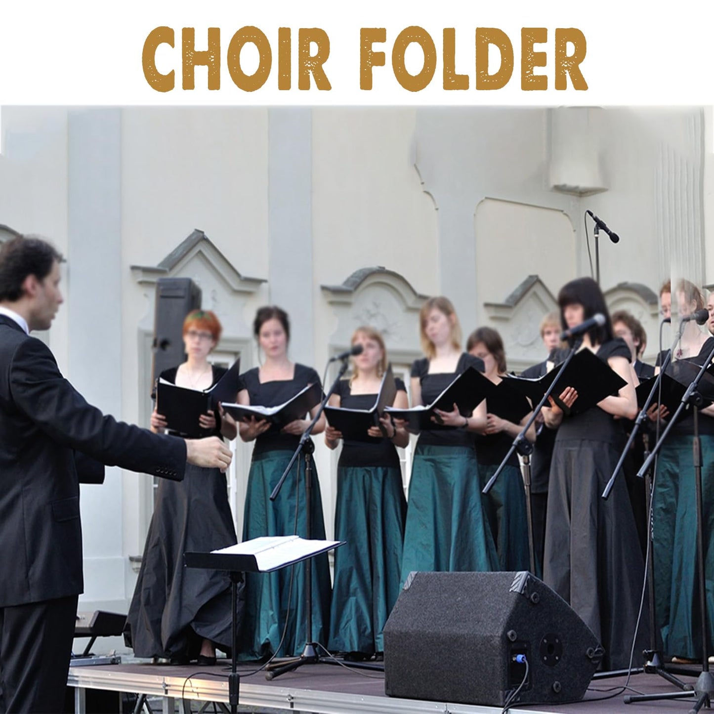 Sheet Music Folder with 40 Sheet, Choir Folder with Hand Strap, Music Folder 3 Ring for Choir Singer, Stage Performance, Musician -Black