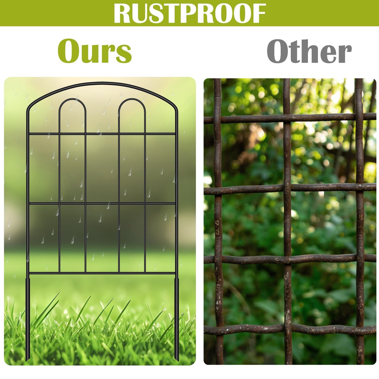 Decorative Garden Fencing 19 Pack, 24in (H) x 20ft (L) Rustproof Metal Wire Panel Border Animal Barrier for Dog, Outdoor Rustproof Metal No Dig Fencing Border for Yard Patio Flower Bed.（Green）