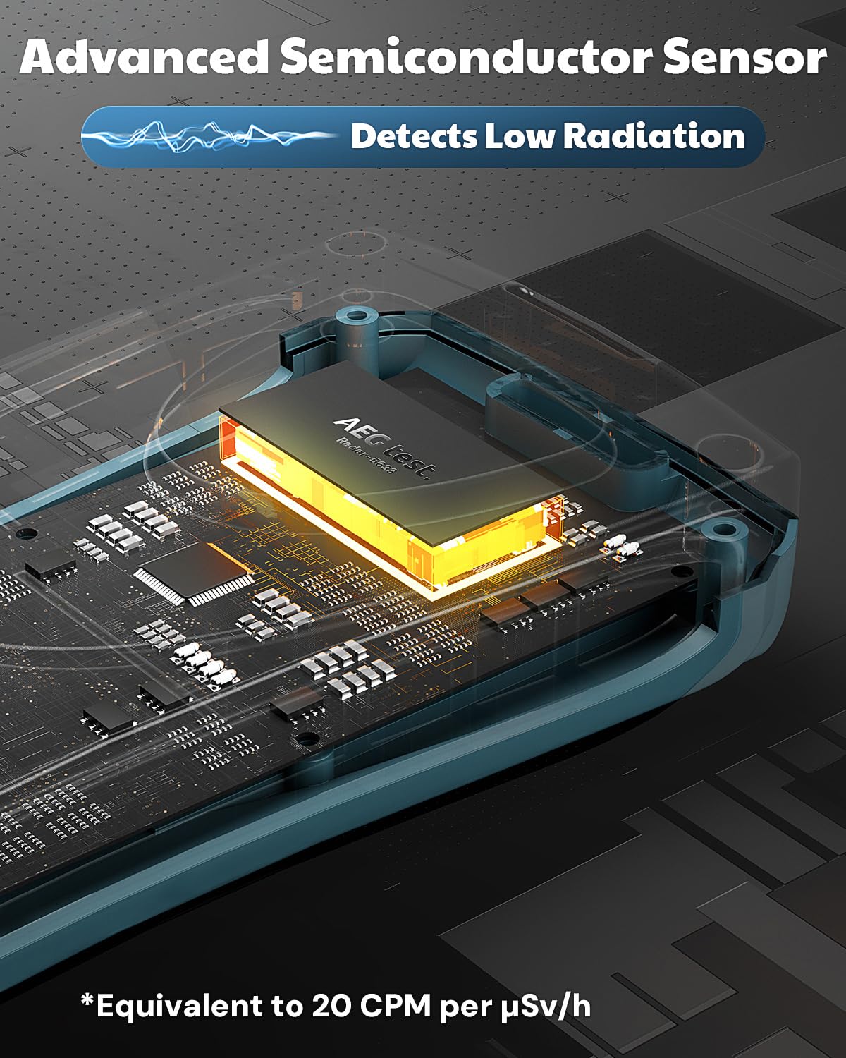 Geiger Counter AEGTEST Radar-5633 Portable Nuclear Radiation Detector with LCD Screen, Rechargeable Dosimeter for Beta Gamma X-ray Detection, Measures in CPM μSv/h μR/h μSv - Blue