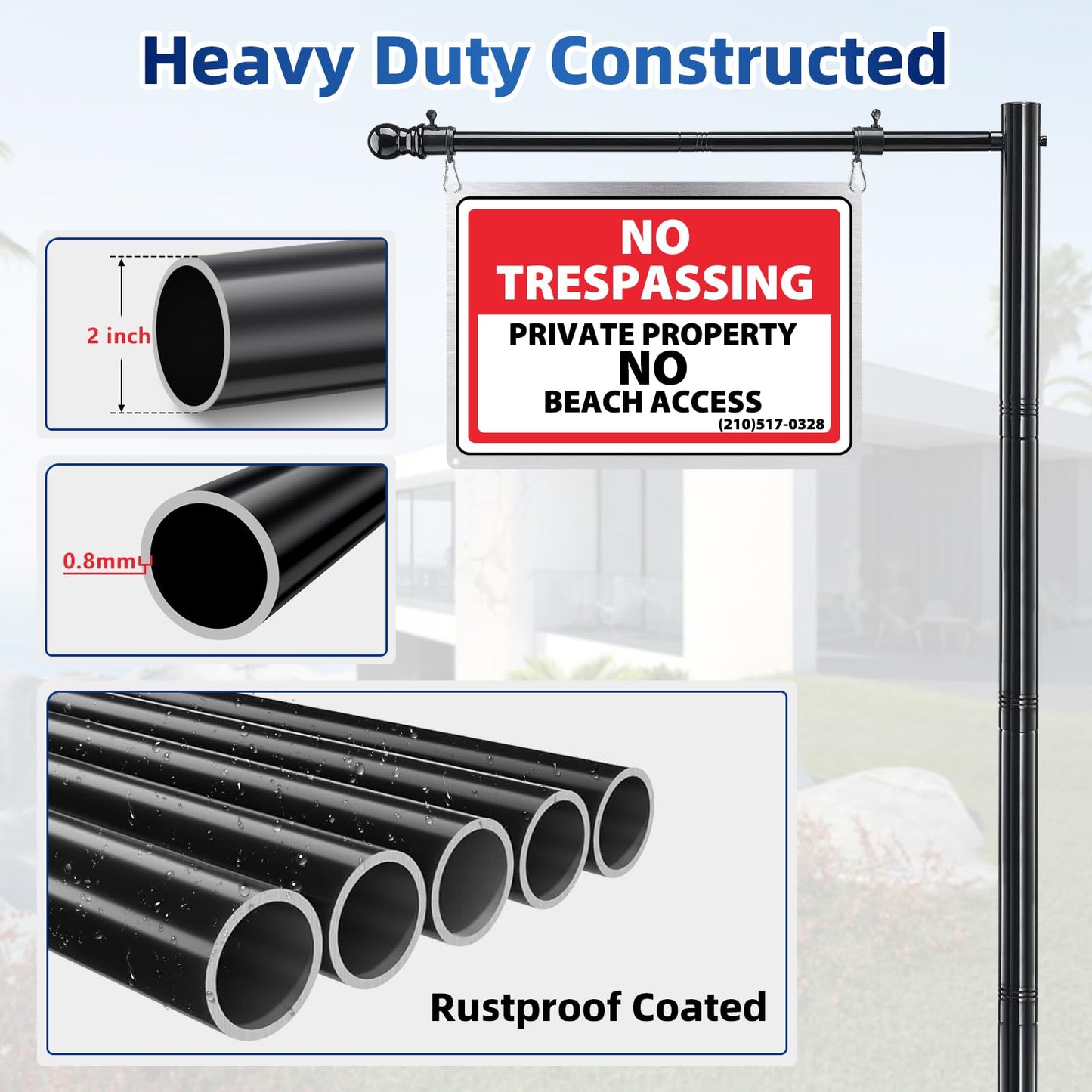 Real Estate Sign Posts, 7FT Tall Metal Real Estate Sign Posts for Sale Yard Signs Up to 24 Inch, Waterproof Home and Open House for Sale Holder, Commercial Grade Outside Yard Sign, NO SIGN