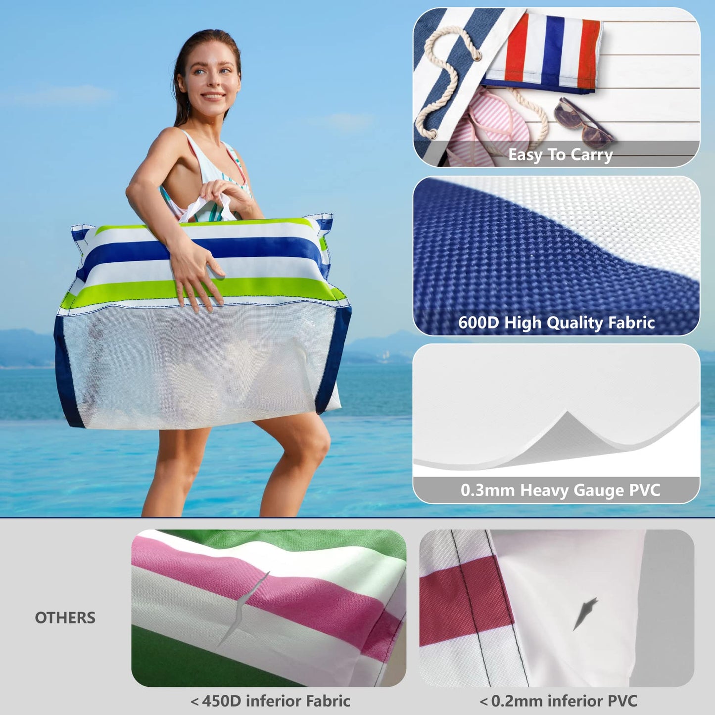 Jasonwell Inflatable Pool Hammock Float - 2 Pack Water Floaties Multi-Purpose (Saddle Lounge Chair Hammock Drifter) 4 in 1 Lake Beach Floating Loungers Swimming Pool Floats Toys for Adults
