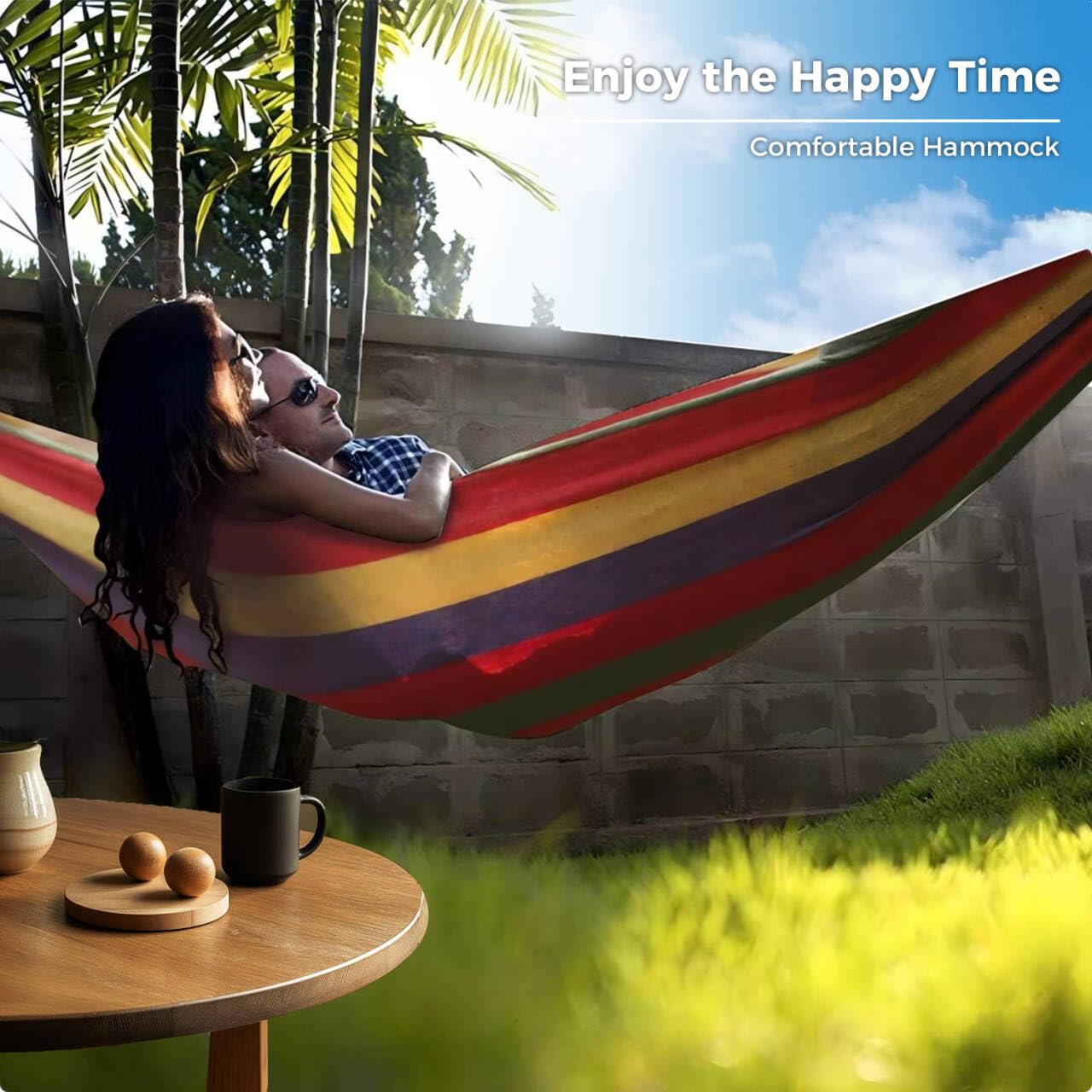 Haibro Brazilian Double Camping Hammock,2 Person Wide Hammock Fabric Travel Hanging Hammocks with Ropes and Hooks for Indoor or Outdoor Garden,Travel,Beach,Backpacking,Hiking