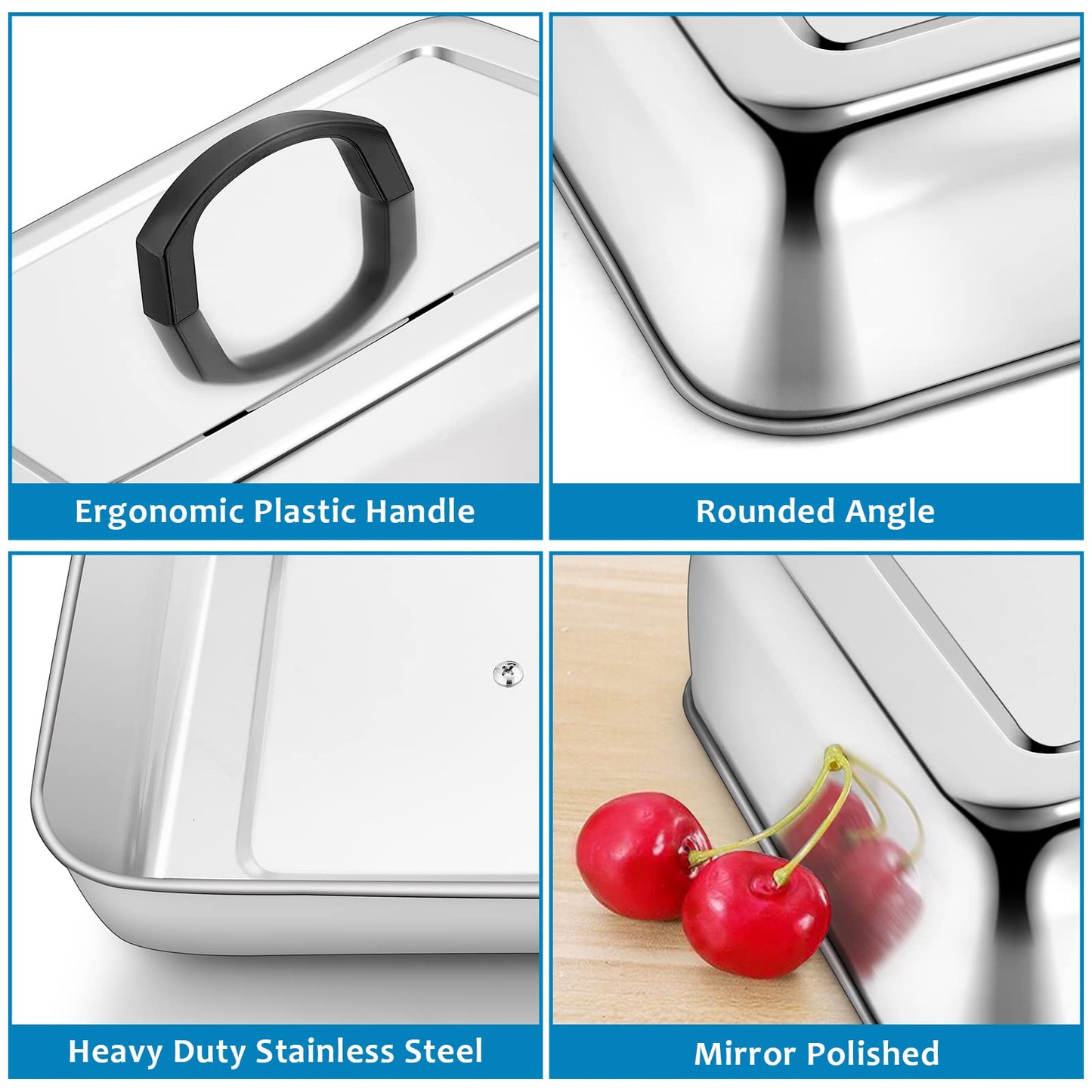 2PCS Rectangular Basting Cover, HaSteeL Stainless Steel Cheese Melting Dome Steaming Cover Lid, Heavy Duty Griddle Grill Accessories for Flat Top BBQ Kitchen Indoor & Outdoor, Dishwasher Safe