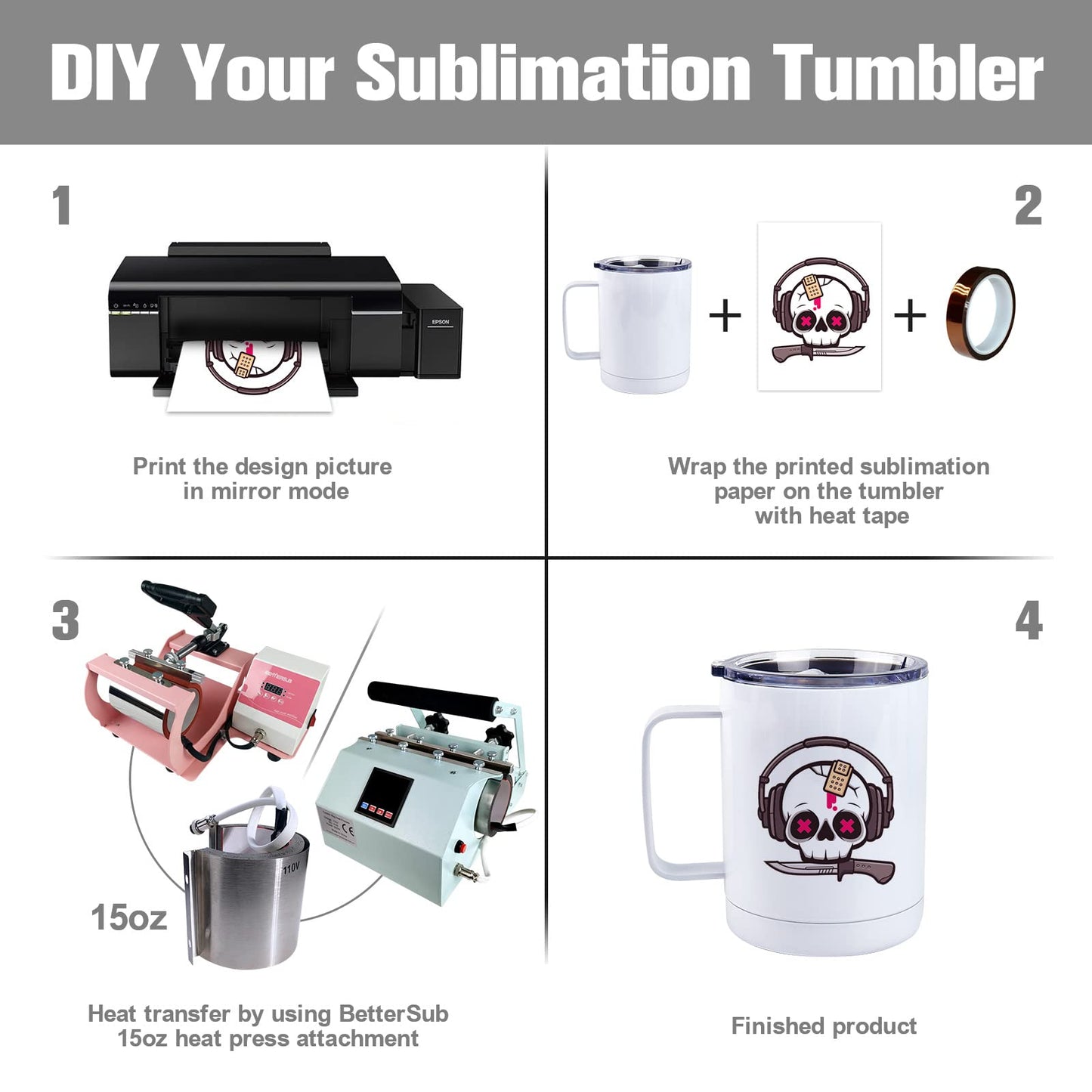 BetterSub Bulk 6 Pack 12oz Sublimation Mug Blanks Stainless Steel Tumblers with Handle & Sliding Lid - Double Wall Vacuum Insulated for Coffee, Fit Cricut Mug Press Machine