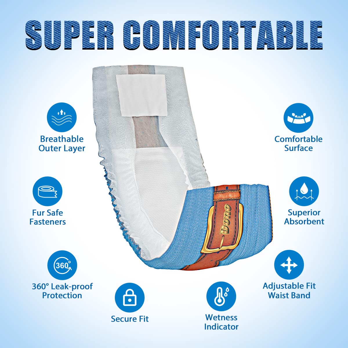 Dono Disposable Dog Diapers Male-Dogs Jeans Super Absorbent Soft Pet Diapers Doggie Wraps for Male Puppy Dogs, Leak Protection Excitable Urination or Incontinence