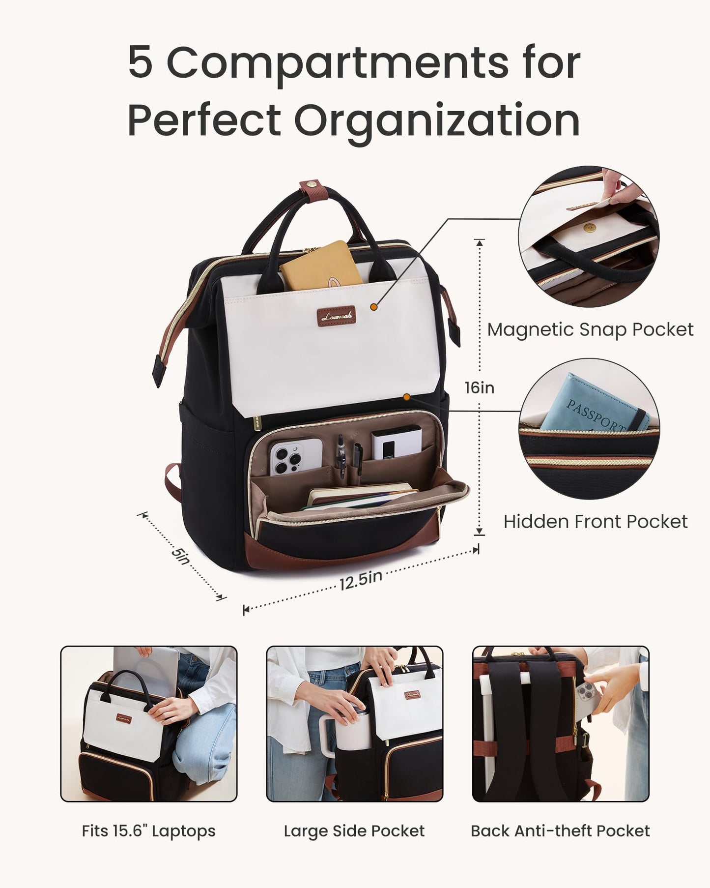 LOVEVOOK Laptop Backpack for Women with Giant Tumbler Holder Pocket, 15.6 inch Travel Work Backpack Purse for Nurse Teacher, Waterproof School Bag College Bookbag Cute Casual Daypack for Girls