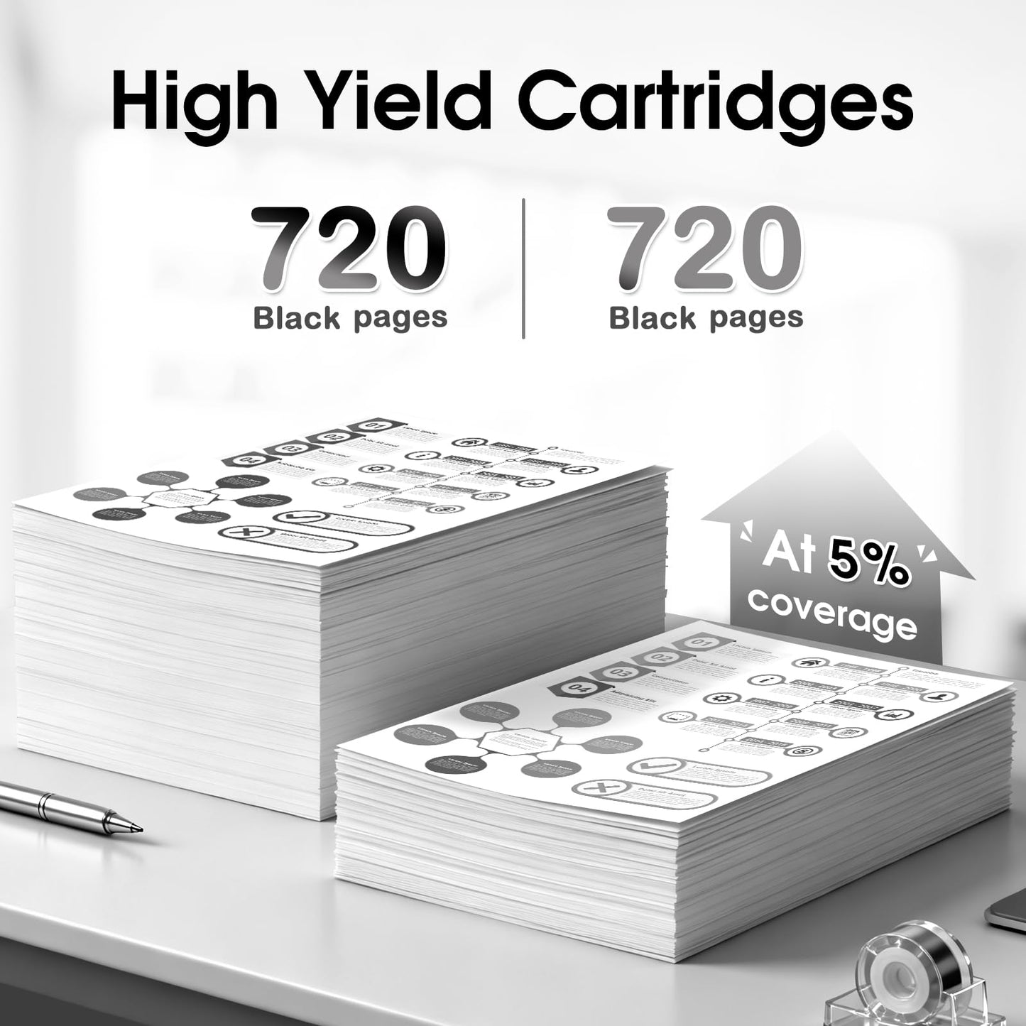 NOINK 63XL Ink Cartridges Black and Color Combo Pack High Yield Replacement for HP 63XL, Compatible with HP Envy 4520 4516 OfficeJet 3833 3830 4650 5255 DeskJet 3630 3632, 2 Black