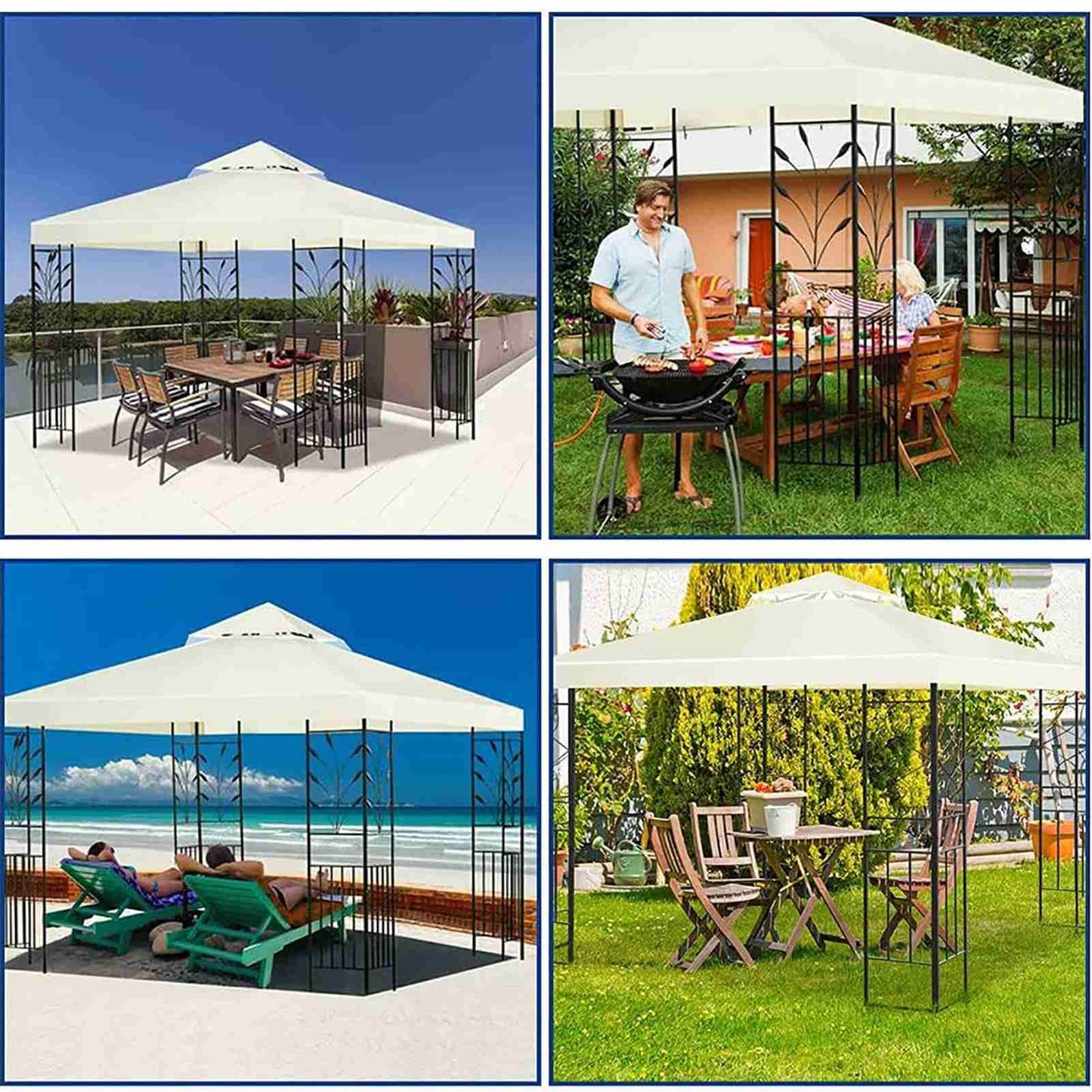 WEOBNAQ 10x10 Ft Gazebo Canopy Top Replacement Cover, Water Resistant Replacement Canopy,for Outdoor Patio Backyard Garden Lawn Sun Shade (Only Top) (red, 300x300cm/10x10ft)