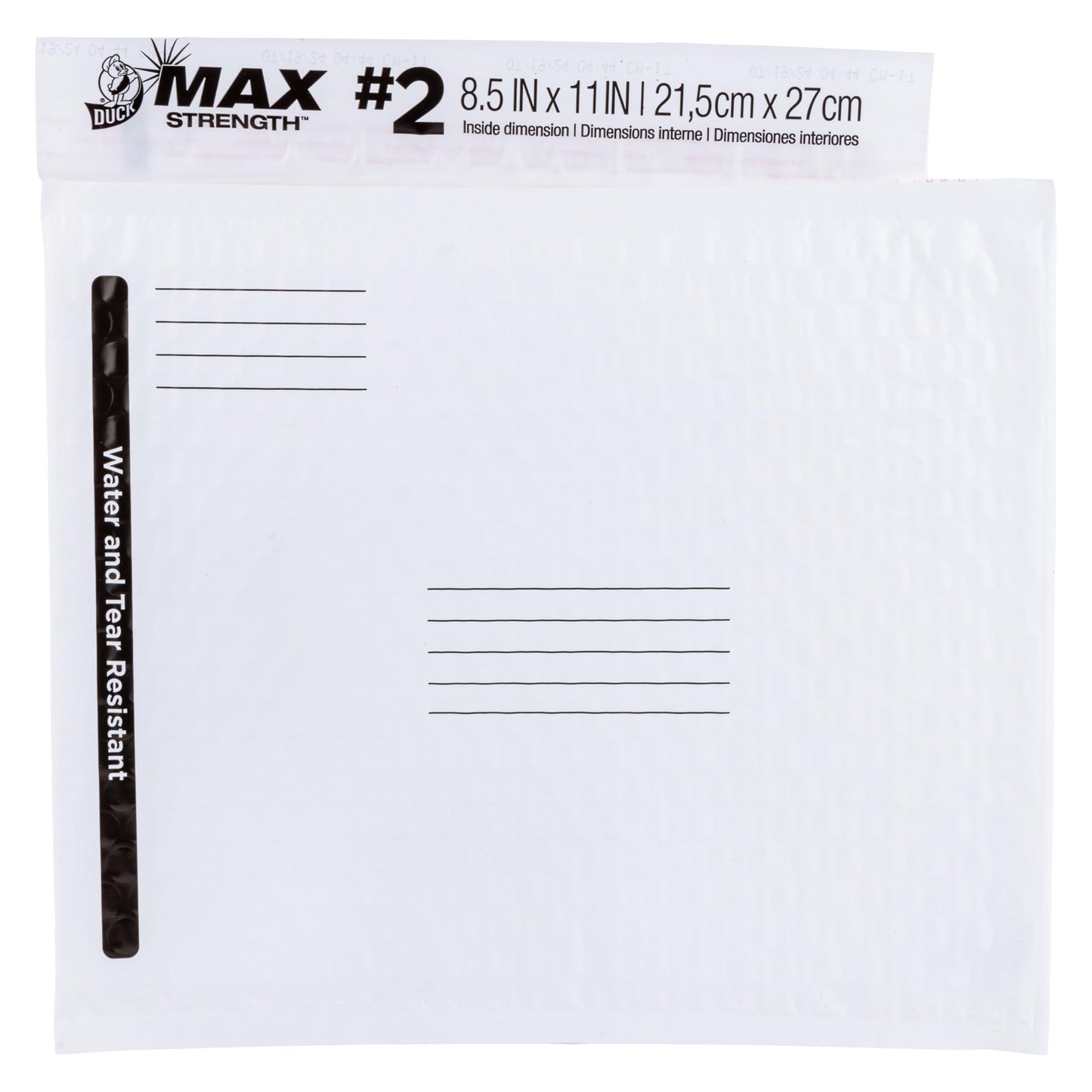 Duck Max #2 Poly Bubble Mailer, White, 8.5 inch x 11 inch, 25 Pack