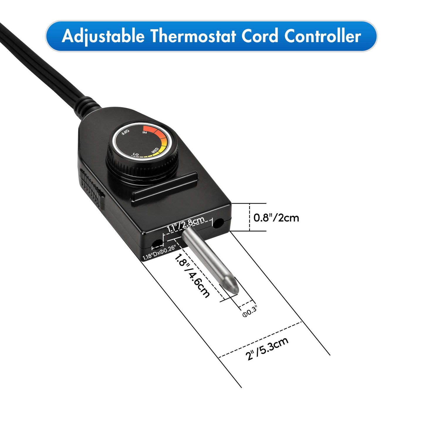 Stanbroil Replacement Part Electric Smoker and Grill Heating Element with Adjustable Thermostat Cord Controller for Most Smokers and Grills, 1500W