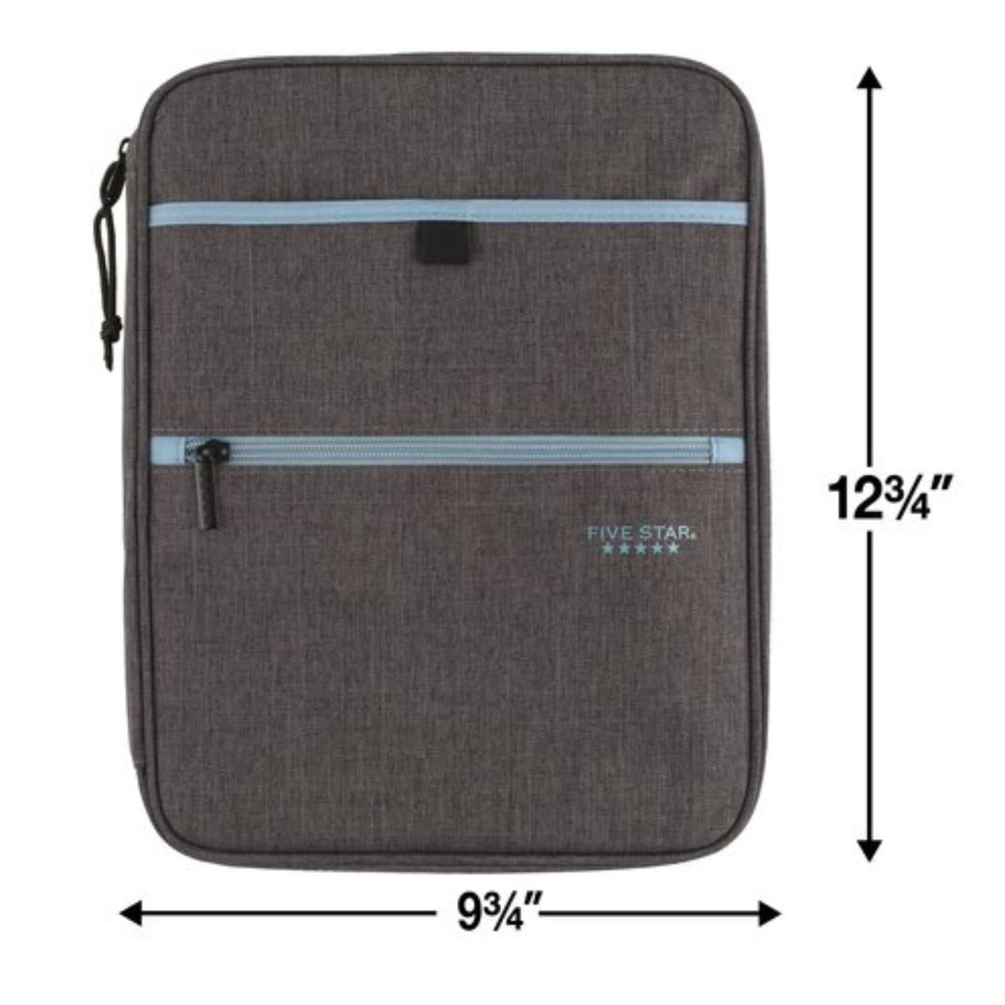 Five Star Zipper Binder, 1 Inch 3-Ring Binder with Round Rings, Carry-All with Pockets and 4-Tab Dividers, 375 Sheet Capacity, Gray/Mint (29092BH0)