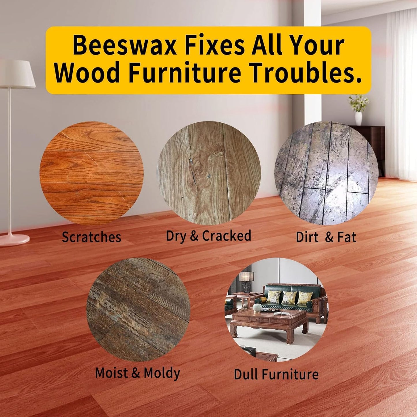 PIPIHUA Beeswax Furniture Polish Wood, Natural Wood Oil Colourless for Furniture Care & Protection for Interior and Exterior 480ml, 2Pack