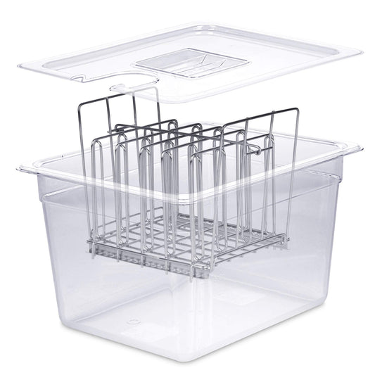 MOKSAM Sous Vide Container with Lid & Rack | Fits Most Sous Vide Cookers | Sous Vide Accessories (12 Quarts, Rack)