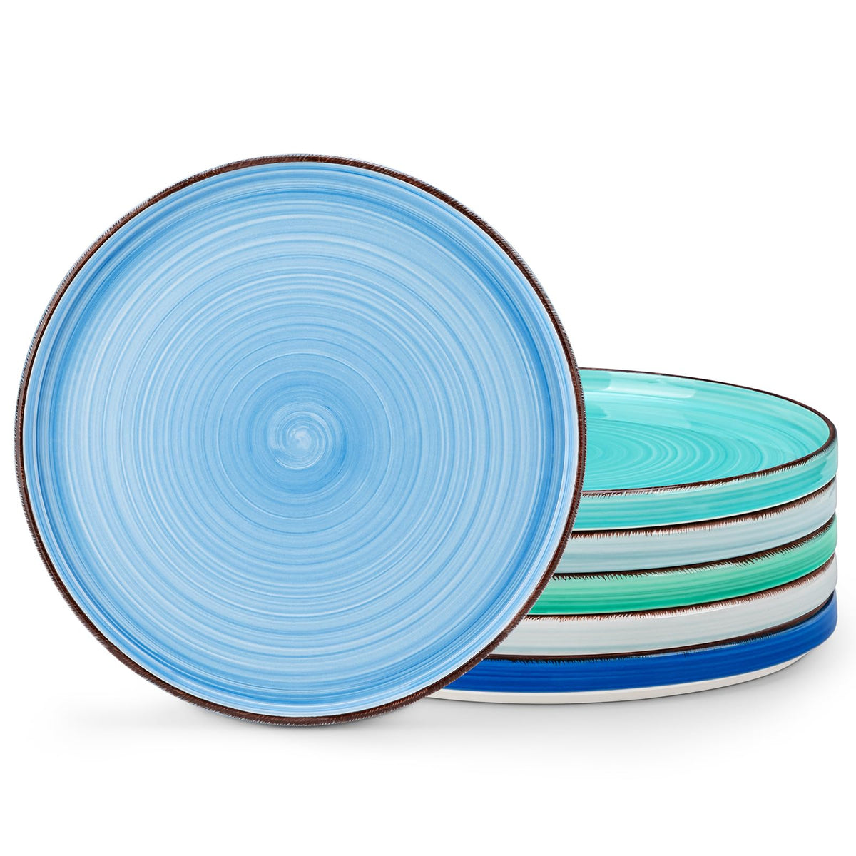vancasso Bonita 10.5 Inch Dinner Plates, Ceramic Dinner Plate Set, Salad Plates Set of 6, Large Dinnerware Plates, Microwave, Oven and Dishwasher Safe, Blue