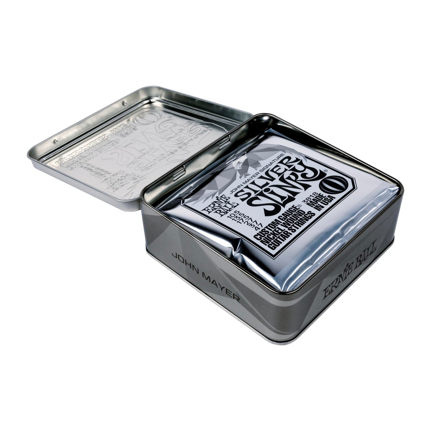 Ernie Ball John Mayer Silver Slinky Nickel Wound Electric Guitar Strings 3 Pack Tin 10.5-47 Gauge