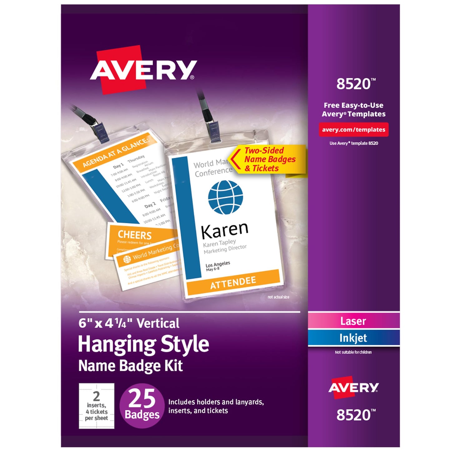 Vertical Hanging Style Name Badges, PVC Plastic, 6" x 4-1/4"