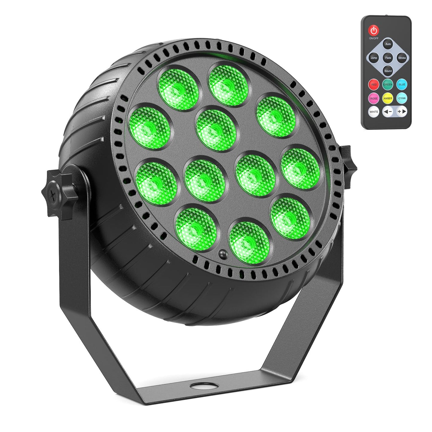 Rechargeable Mini Par Lights,Wireless 12 RGB Battery Powered Stage Lights,Uplights Sound Activated Control for Wedding Events,Par Lights for Club Party Church Stage Lighting (1 Pack)