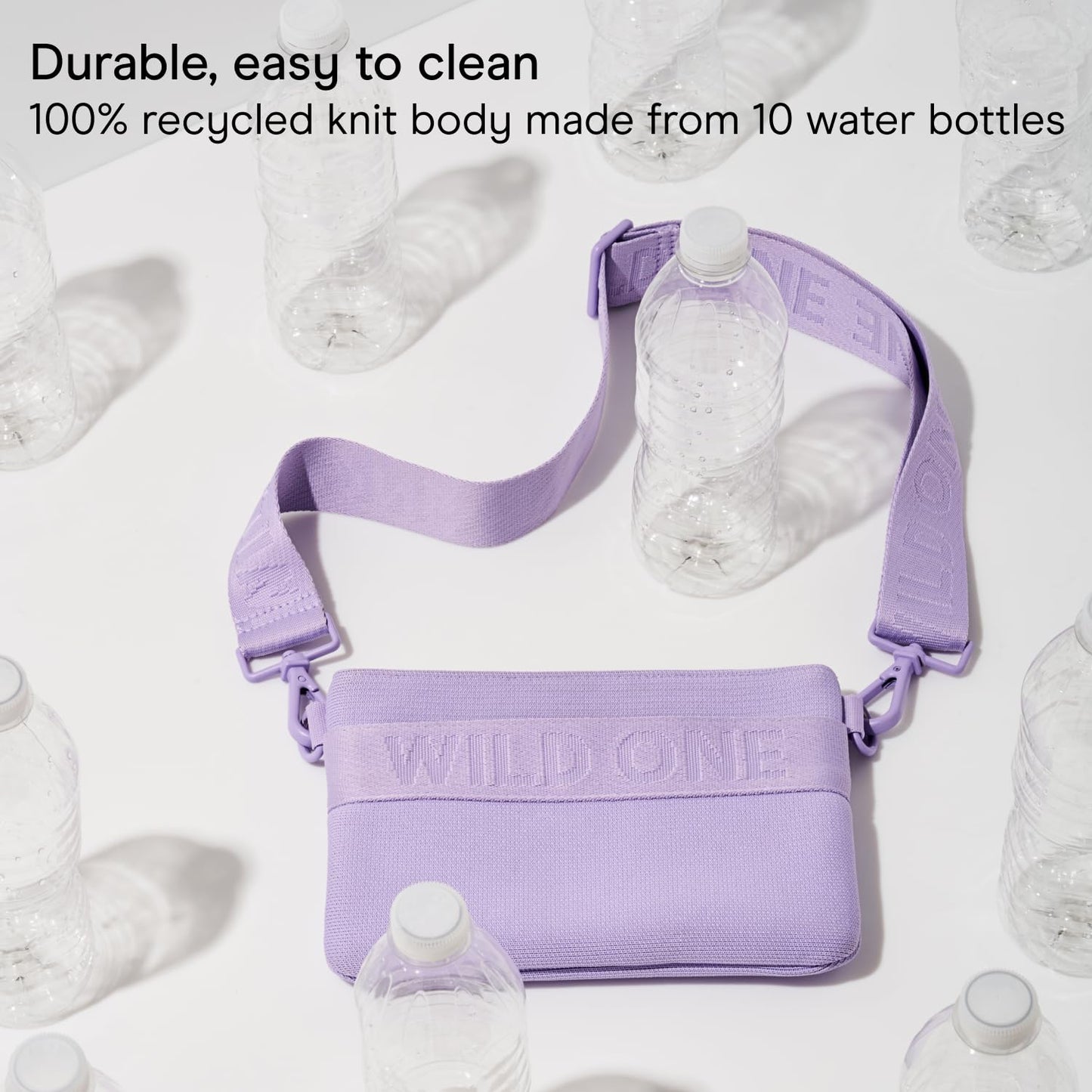 Wild One, Lilac Treat Pouch, Fanny Pack, Cross-Body Bag, wear Two Ways, Made from Recycled Knit, Poop Bag Dispenser, The Perfect Accessory for Dog Training, Purple