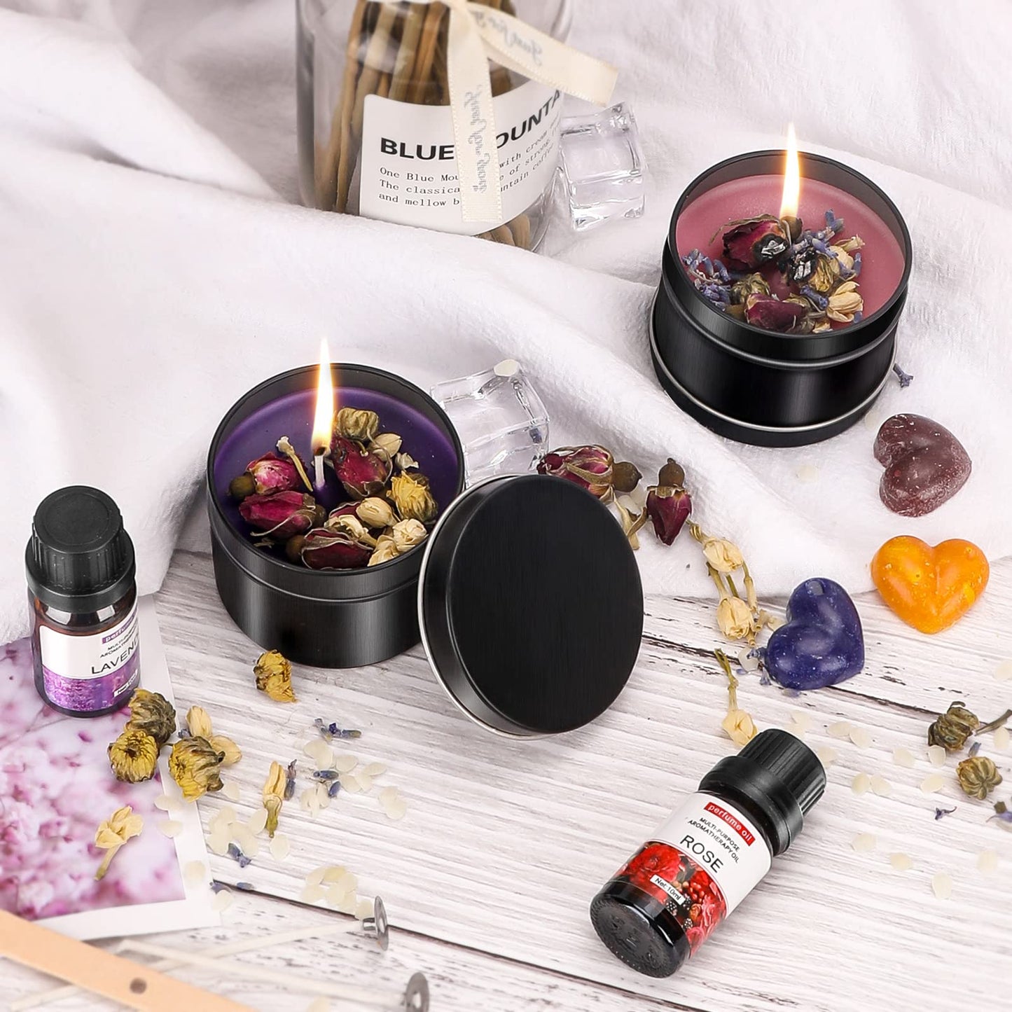 Complete Candle Making Kit with Wax Melter, Making Supplies,DIY Arts&Crafts Gift for Beginners,Adults,Including 500w Electronic Stove,Wicks,Rich Scents,Dyes,Melting Pot,Candle tins