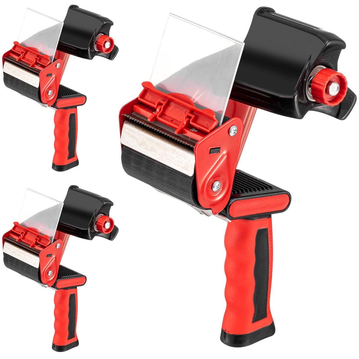 Hicarer 3 Pcs 3 Inch Packing Tape Gun Heavy Duty Tape Dispenser Non Slip Silicone Handle Portable for Shipping, Moving, Carton and Box Sealing