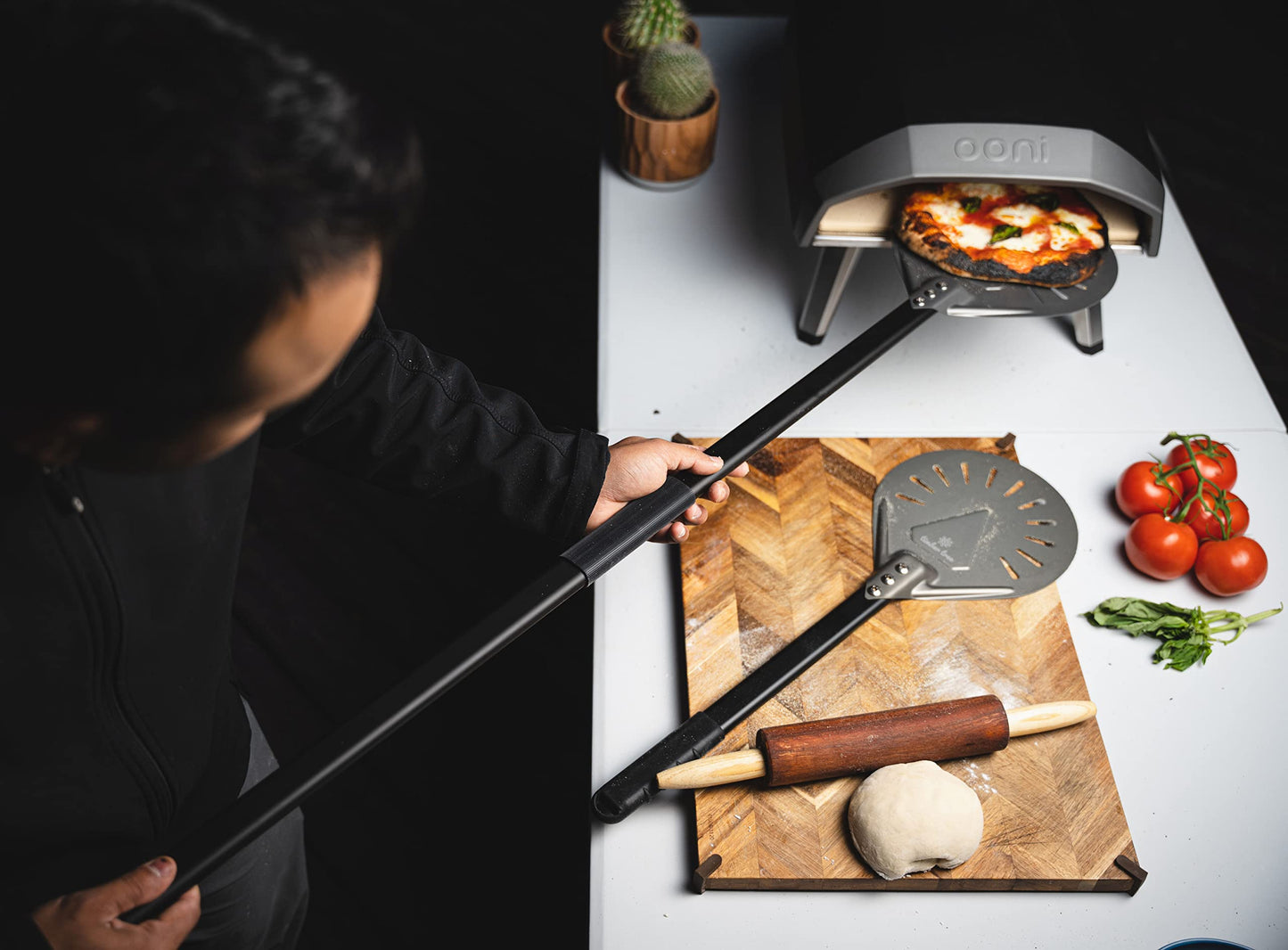 Timber Tree Pizza Turning Peel, Perforated Aluminum, with Detachable Handle for Easy Storage, Gourmet Luxury Pizza Paddle for Baking Homemade Pizza Bread (8 inch)