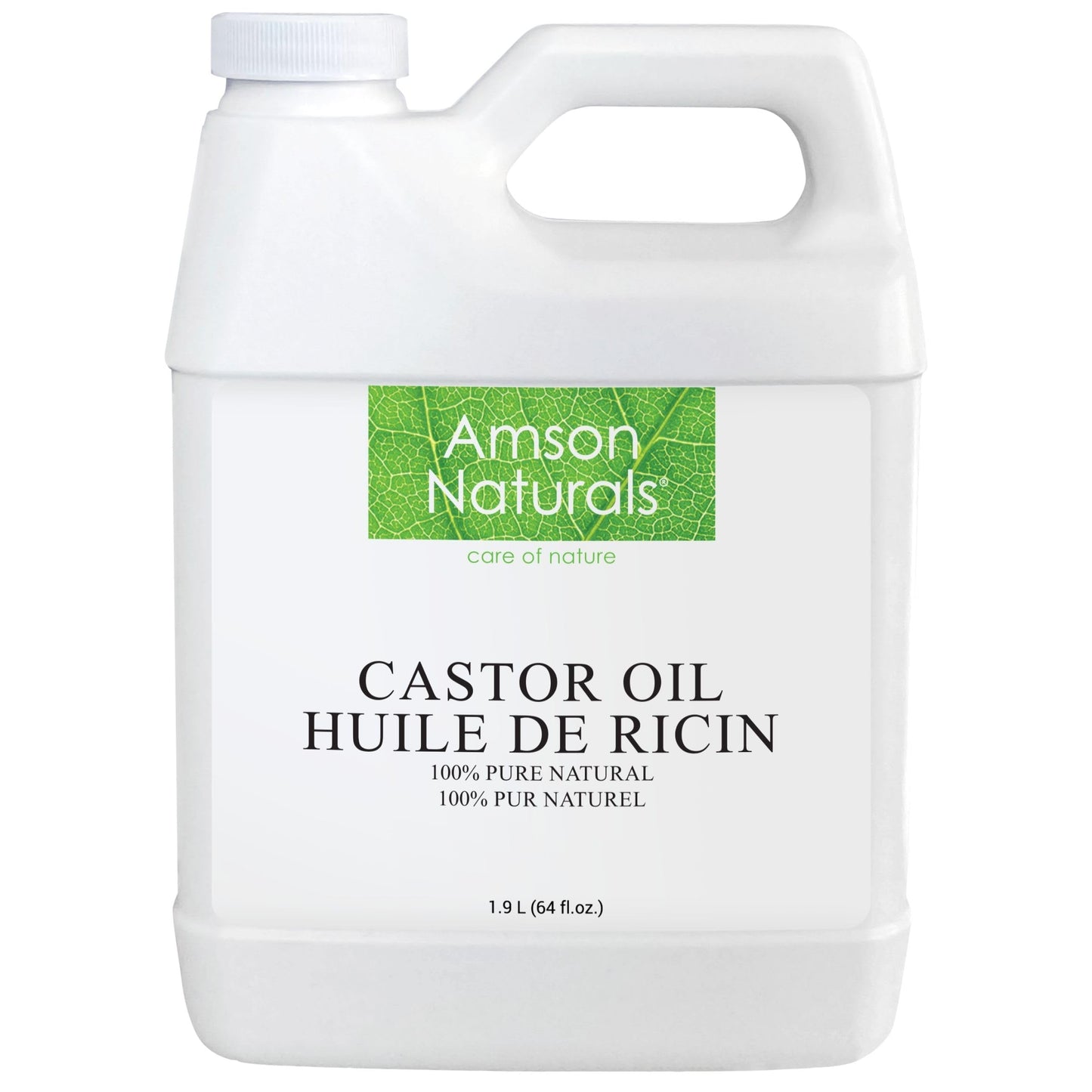 Castor Oil 1900 ml / 64 oz -100% Pure & Natural Castor oil Cold pressed Hexane free for Hair, Eyelashes, Eyebrows, Beard, Skin, Multipurpose carrier oil for essential oils, Huile de ricin pour cheveux Amson Naturals