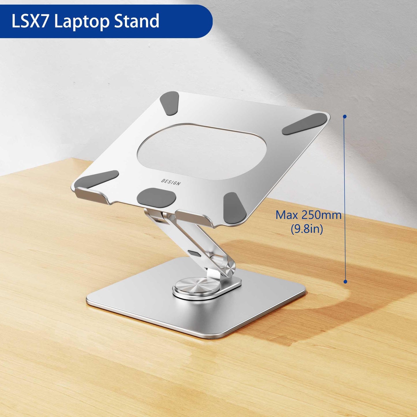 BESIGN LSX7 Laptop Stand with 360° Rotating Base, Ergonomic Adjustable Notebook Stand, Riser Holder Computer Stand Compatible with Air, Pro, Dell, HP, Lenovo More 10-15.6" Laptops, Lapdesk, Silver