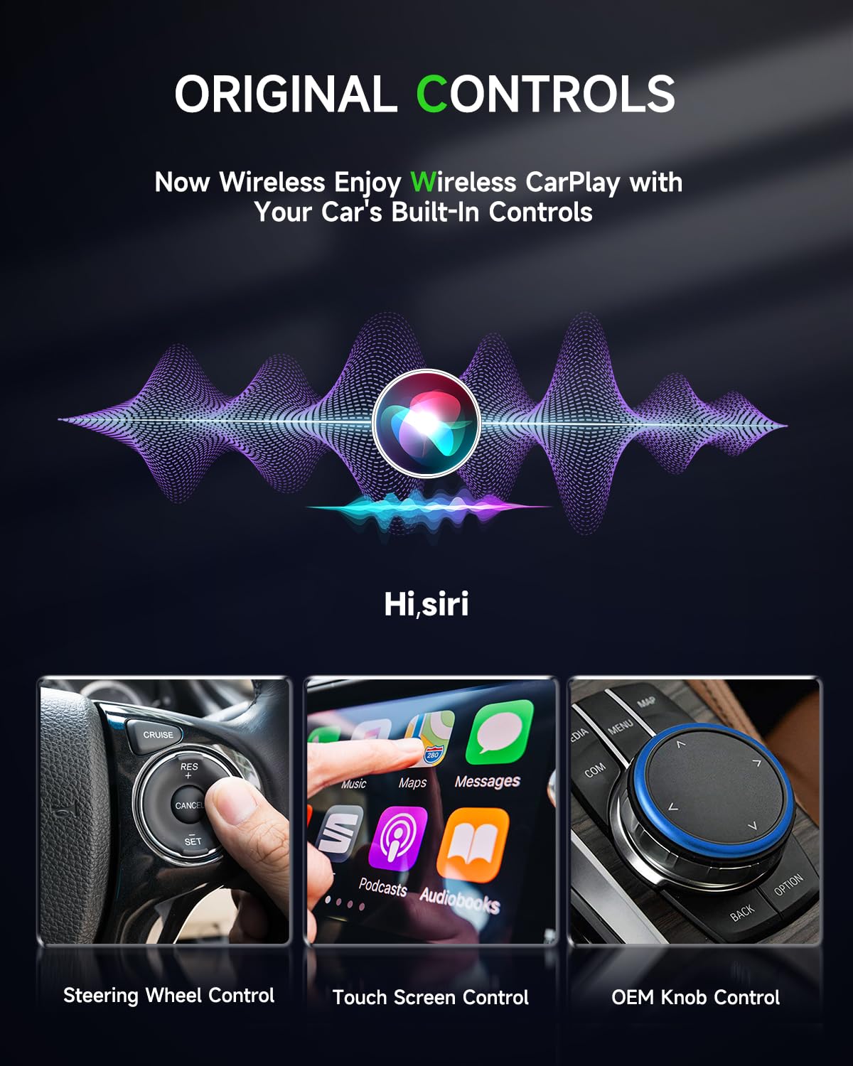 2-in-1 Wireless CarPlay & Android Auto Adapter, Plug & Play Dongle with 5GHz WiFi & Bluetooth, Auto-Connect, Fast & Stable, USB-A/C, Compatible with Most Cars 2017+