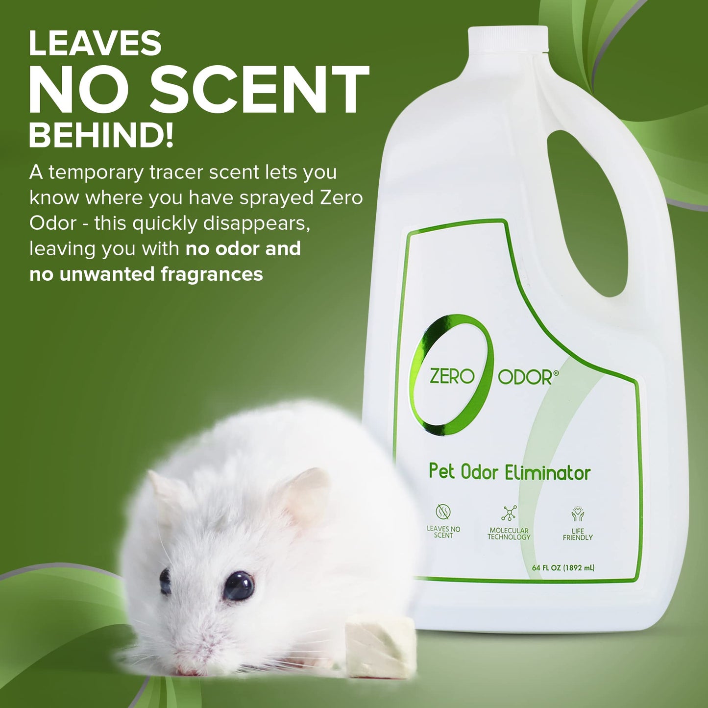 Zero Odor - Pet Odor Eliminator - Air & Surface Odors – Patented Molecular Technology Best For Carpet, Furniture, Pet Bed - Smell Great Again, 64oz Refill