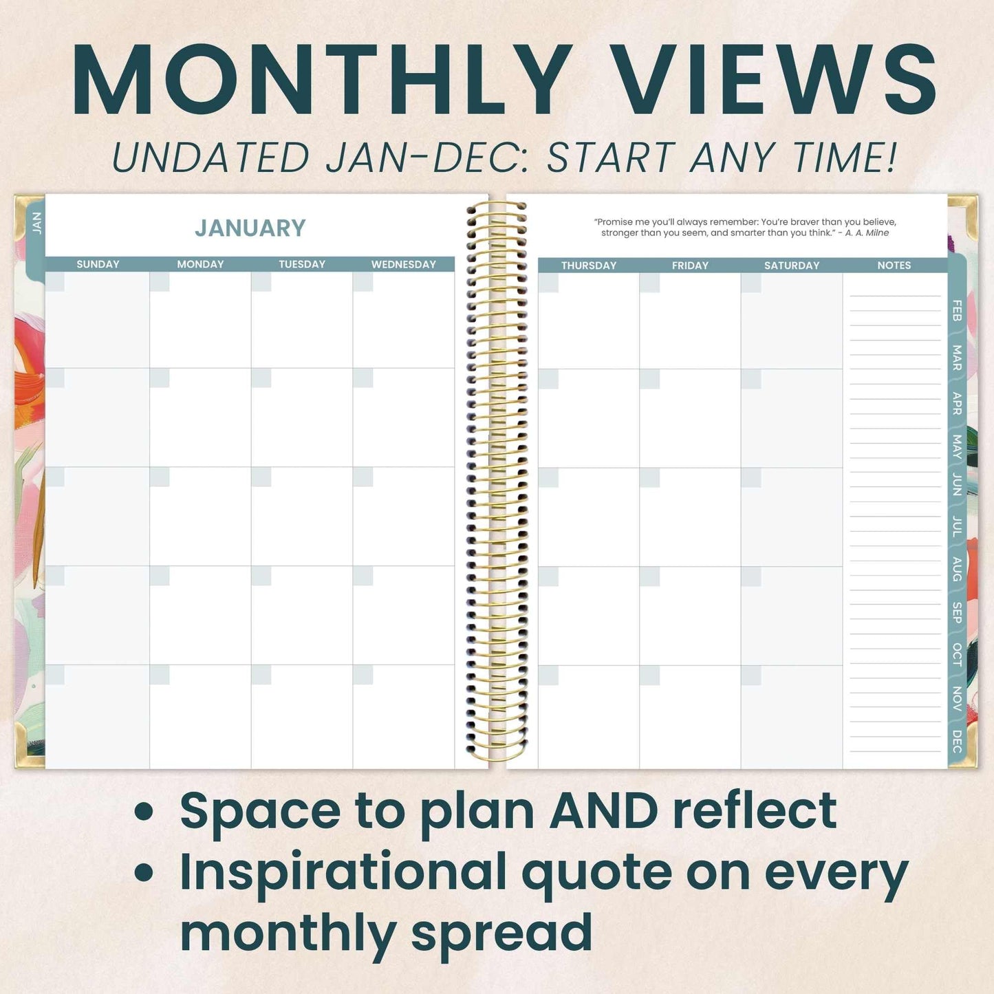 bloom daily planners Undated Chronic Illness Planner & Medical Journal - 12 Month Pain & Symptom Tracker, Mood & Medication Log, Appointment Organizer (7” x 9”) - Brushstroke Blooms