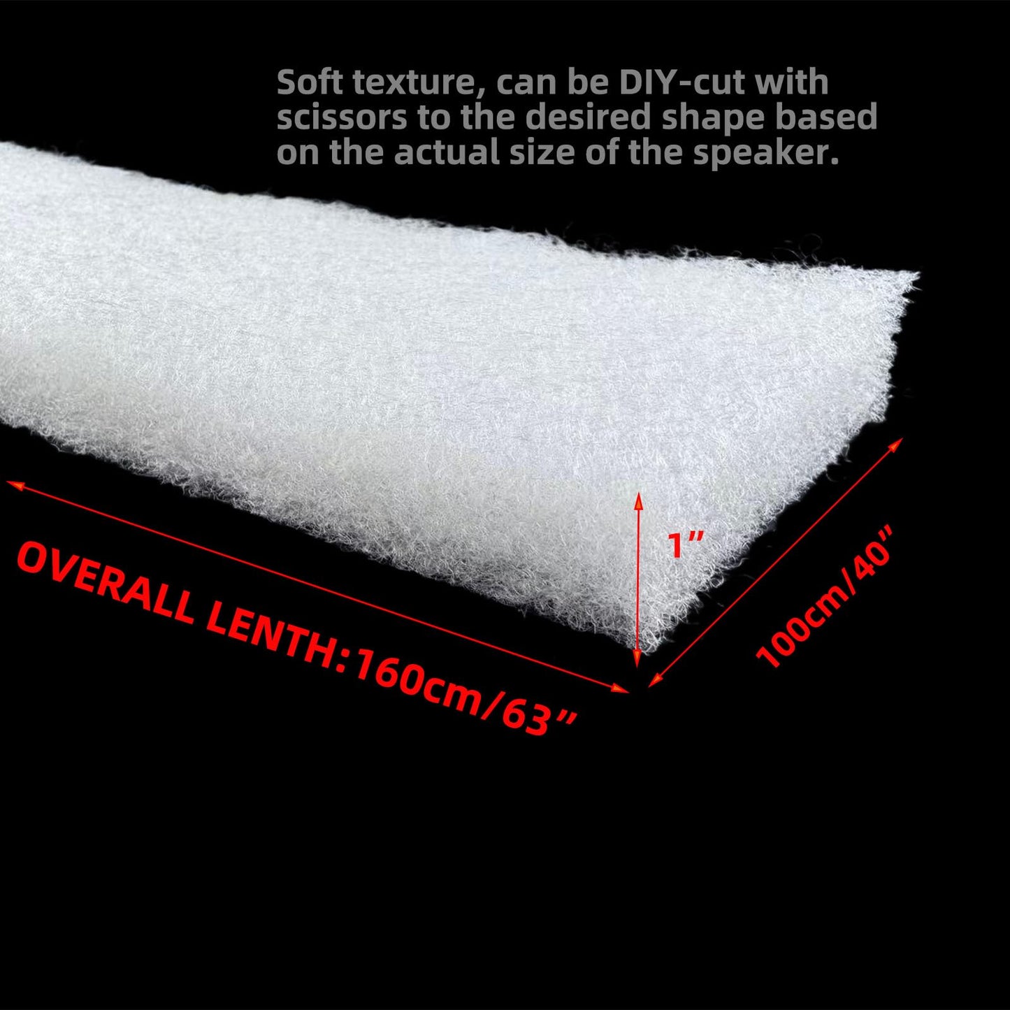 ZXTDBMBB Speaker Acoustic Wool Polyester Fiber Internal Soundproofing for DIY HiFi Audio 40"x63"（100cm x 160cm）,1LB,White