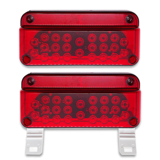 53 LED RED RV Camper Tail Light RV Replacement Brake Stop Turn RV Exterior Light Trailer Light With Red Reflex Surface Mount White Base Brackets Holder Lights For Campers