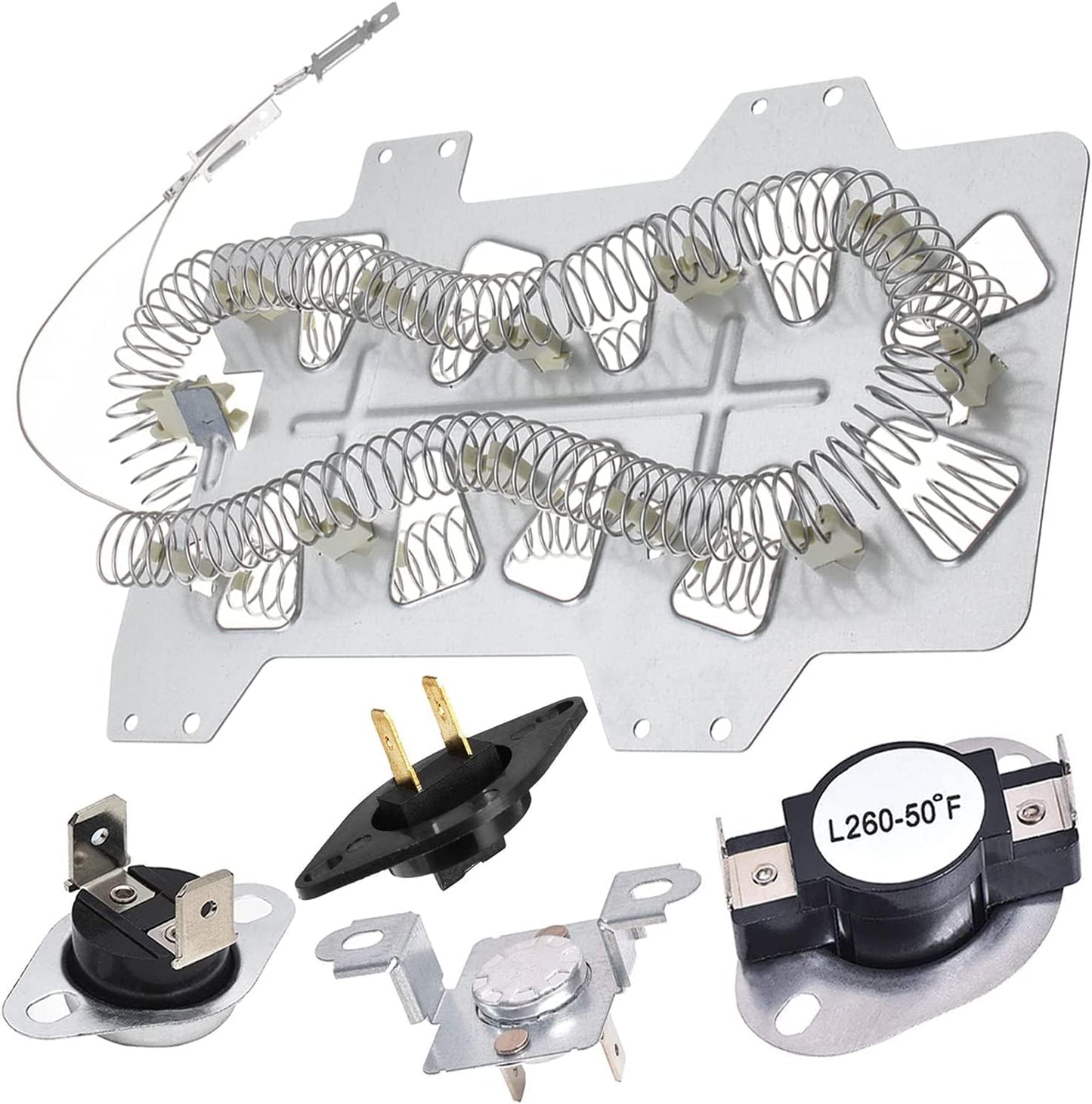 2026 UPGRADE Dryer Heating Element for Samsung dv42h5000ew/a3 dv45h7000ew/a2 dv48h7400ew/a2 DC47-00019A Dryer Heating Element DC47-00018A Thermostat DC47-00016A DC32-00007A DC96-00887A Thermal fuse