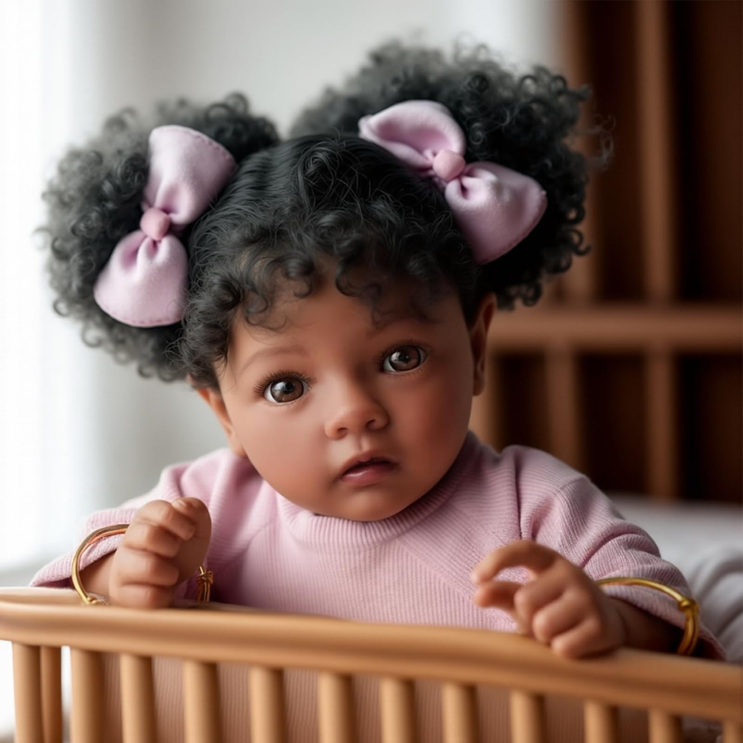 BABESIDE Lifelike Reborn Baby Dolls Daisy Black Girl- 20 Inch Soft Body Realistic-Newborn Handmade Real Life Baby Dolls with Clothes and Toy Gift for Kids Age 3+