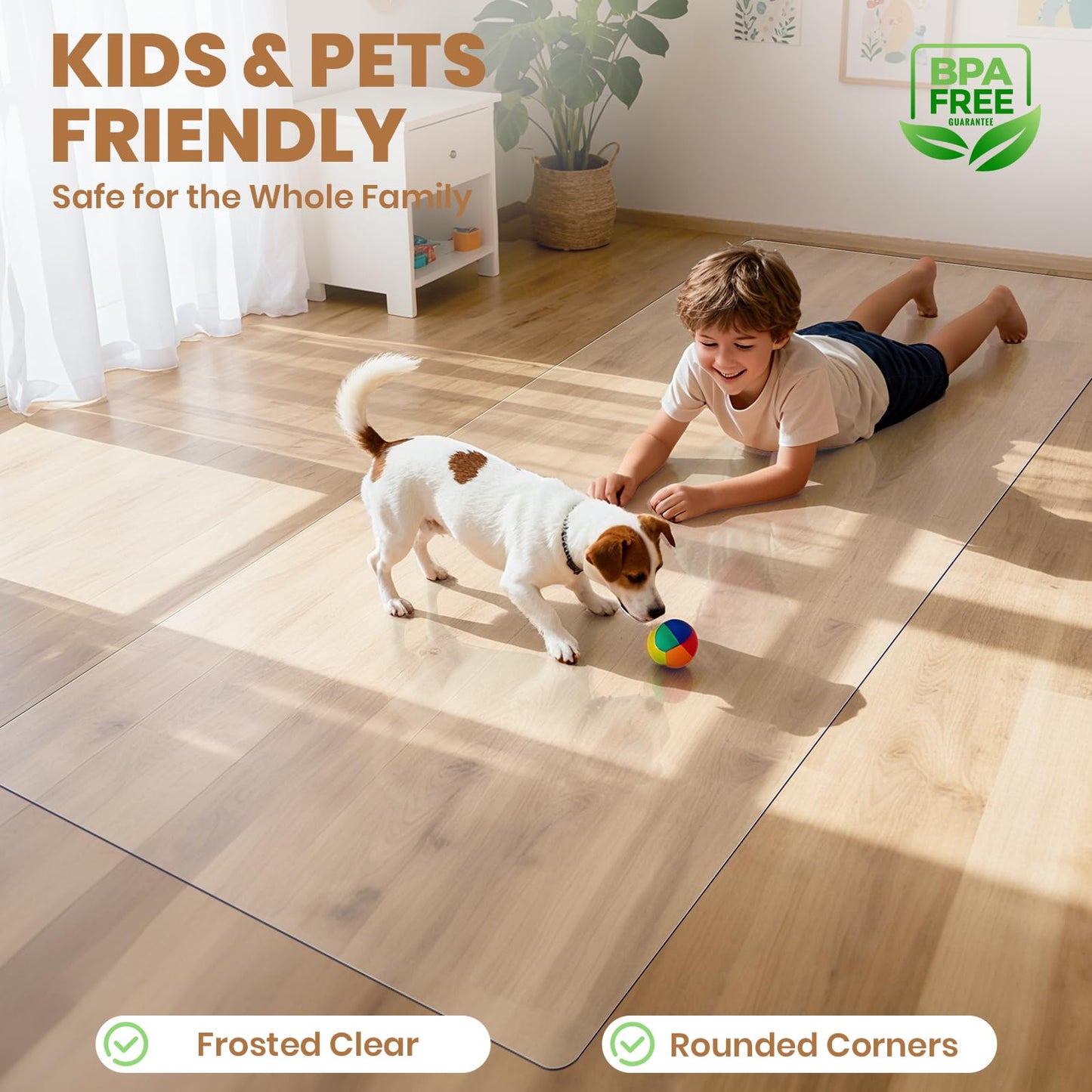 Royhom Office Chair Mat for Hardwood Floor, Clear Floor Mat, Durable Non-Slip Plastic Rug Flooring Protector, Durable Waterproof Vinyl Mat, Anti-Scratch Floor Protector (24" X 120" Transparent)