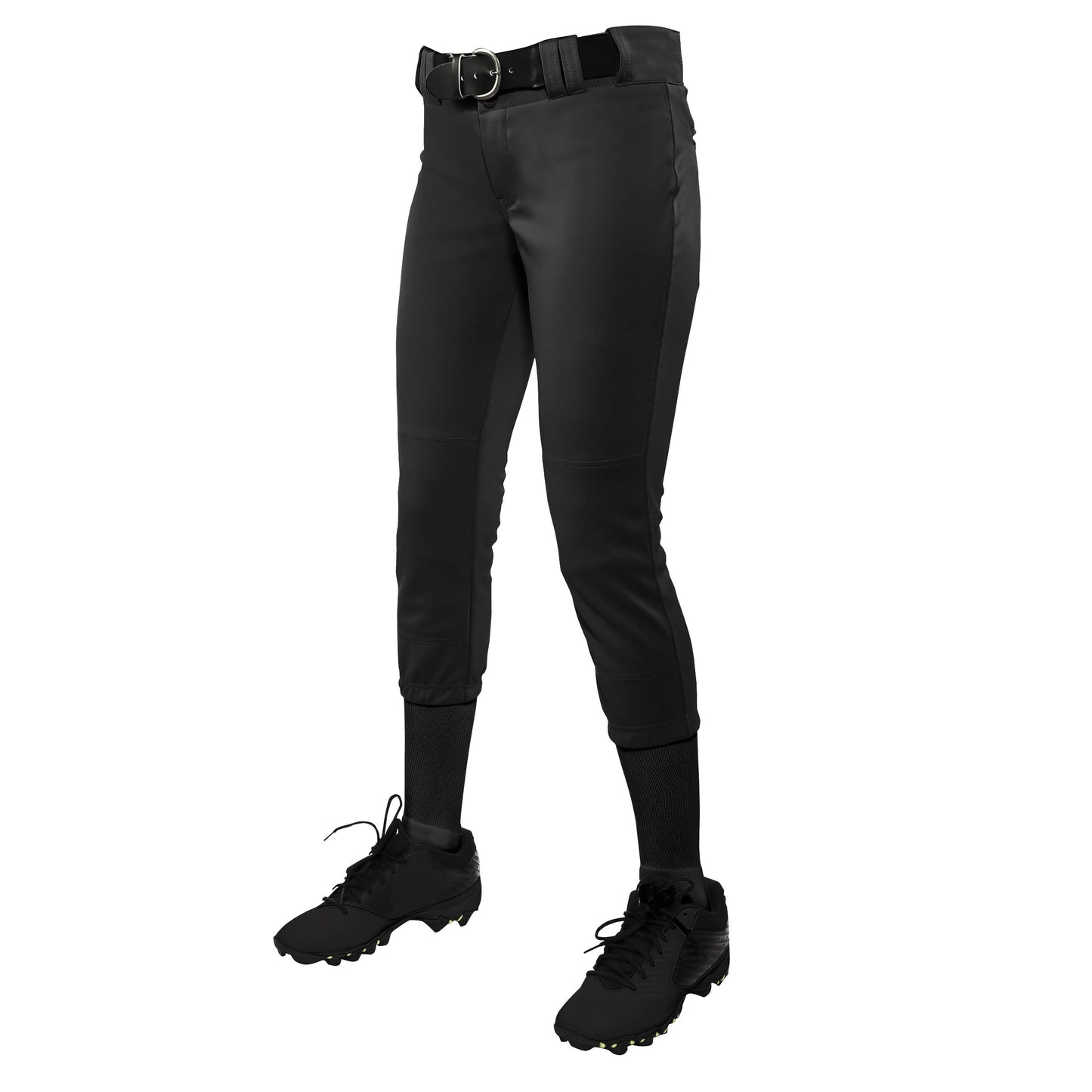 CHAMPRO Women's Tournament Traditional Low-Rise Polyester Softball Pant Black