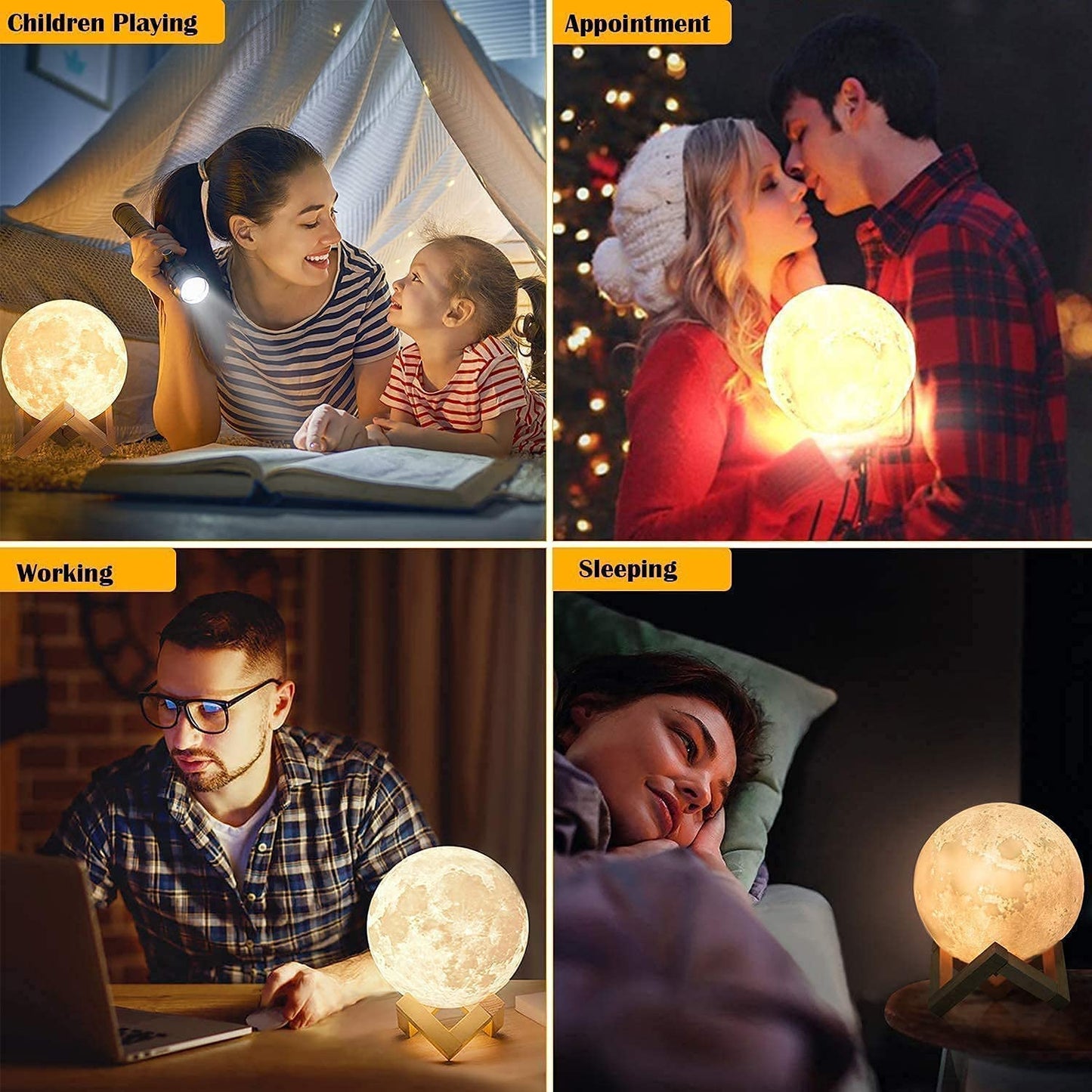 CPLA Moon Lamp Upgrade 128 Colors, 7.1inch/ 18cm 3D Night Light Wooden Stand & Remote/Touch Control and USB Rechargeable, Gifts for Women Girls Boys Girlfriend Birthday