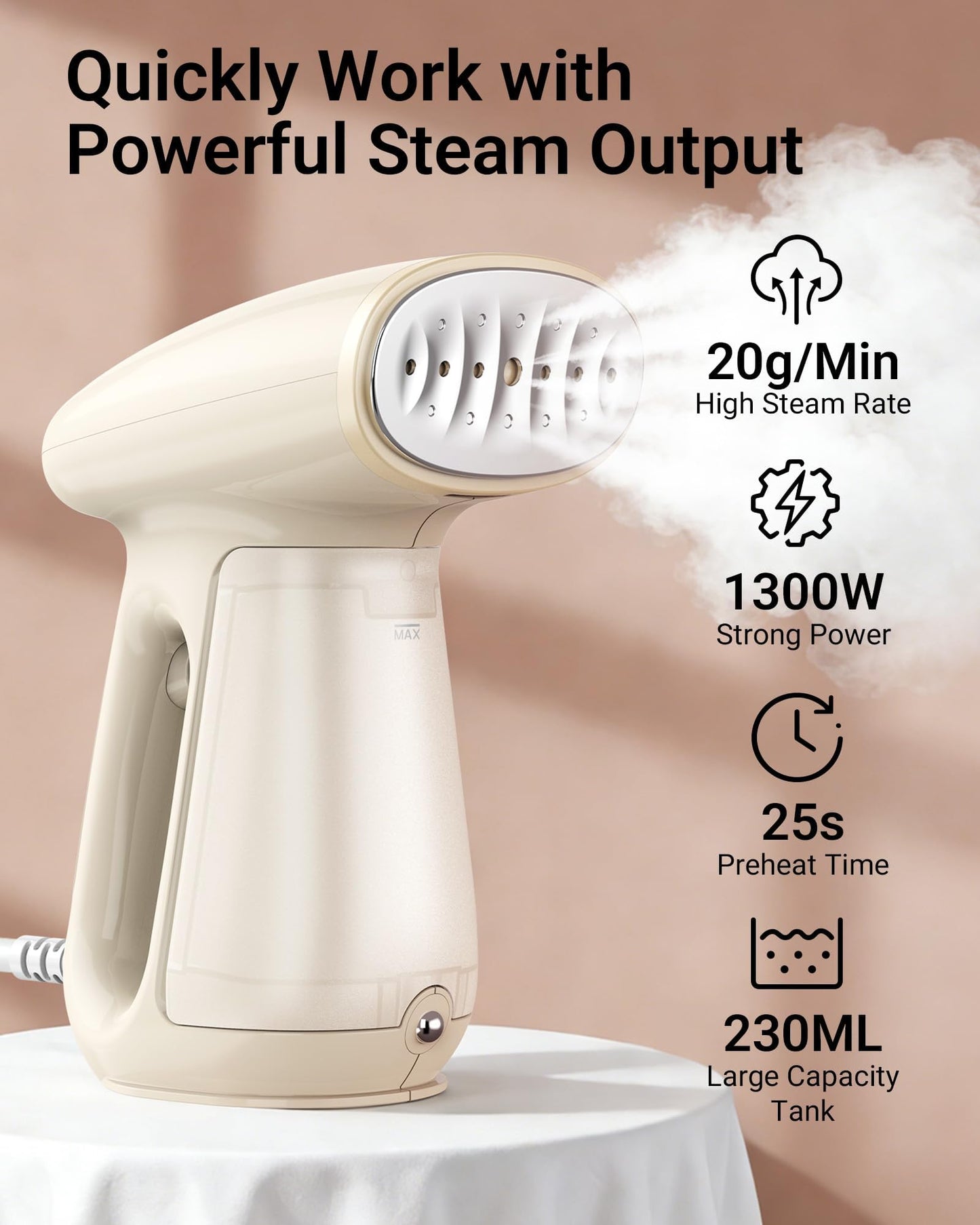 Bear Steamer for Clothes, 1300W Handheld Clothes Steamer,Garment Steamer with 230ml Tank,Fast Heat-up, Auto-Off, Steam Iron for Fabric Wrinkle Remover with Brush