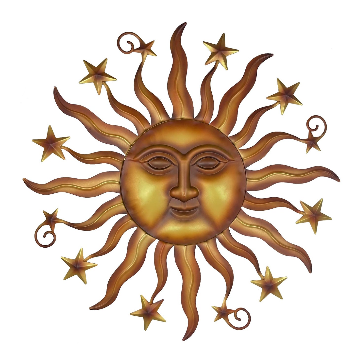 LIFFY 24" Sun Metal Wall Art Outdoor Decor - 3D Sun Face Metal Wall Sculpture - Hanging Decoration Gift Ideal for Home Accent, Bedroom, Garden, Patio, Farmhouse - Lively and Vibrant