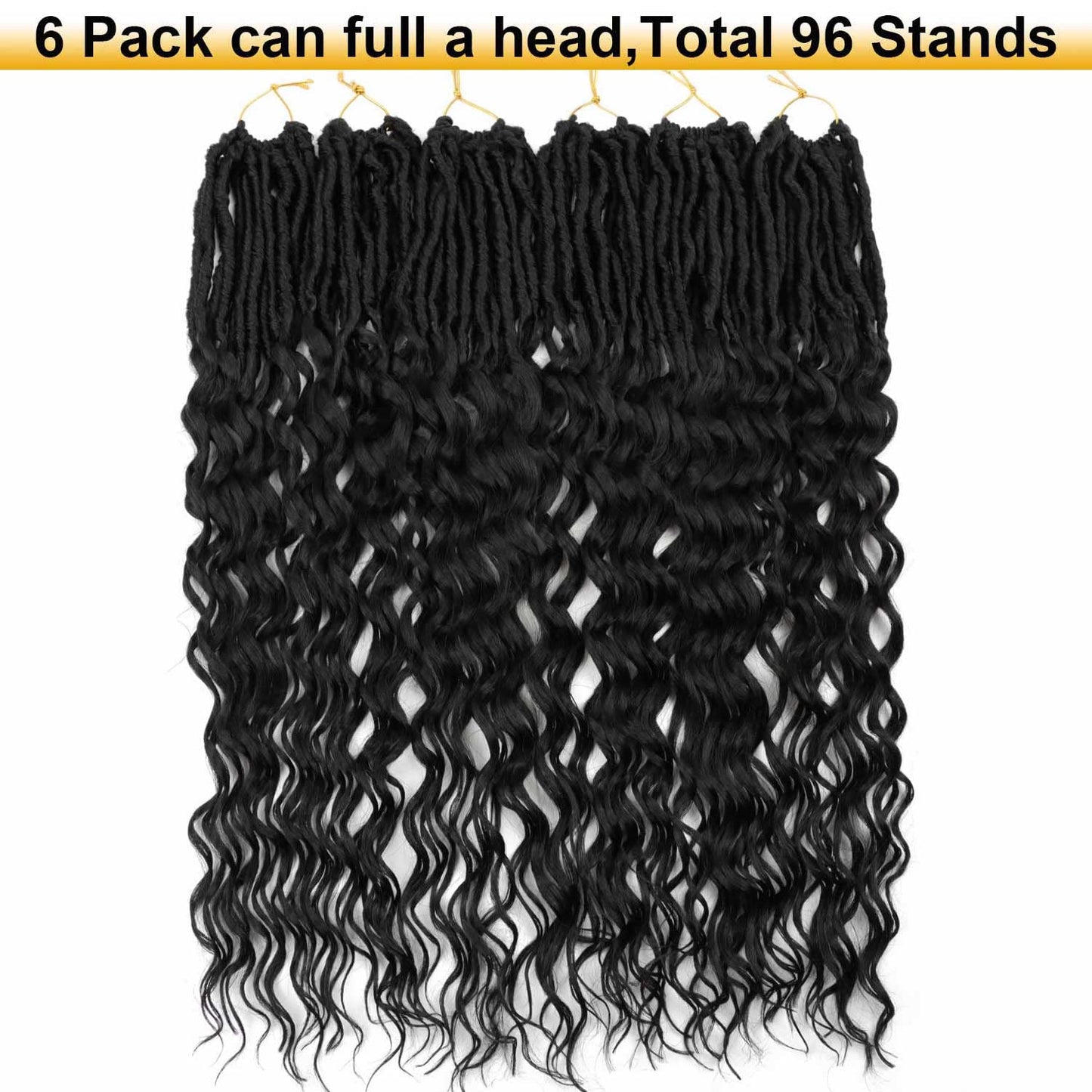 24 Inch Faux Locs Crochet Hair 6 Packs Soft Goddess Locs Crochet Braids Deep Wave Pre Looped Crochet Hair Extensions for Black Women (24 Inch, 1B)