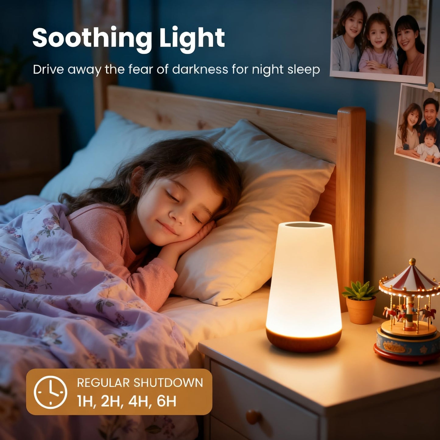 YUNJAYI 2 Pack Touch Bedside Lamp Wireless, 13 Colors Changing & 5 Modes, Dimmable Night Lights for Kids Bedroom, Portable Small Lamp Rechargeable Sleep Aid, Eye Caring Baby Nursery Night Lamp Timer