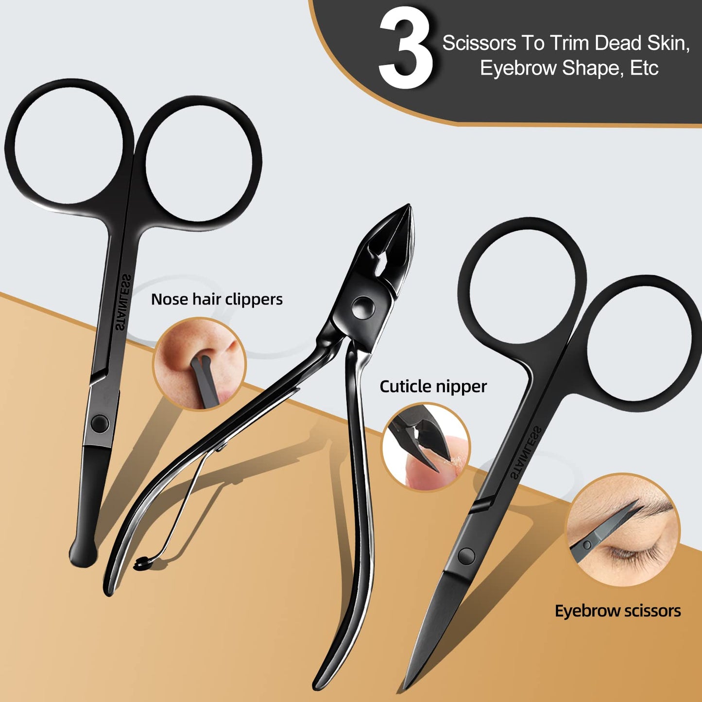 Manicure Set 30 in 1 Nail Clipper set,RedFlow Nail Clippers,Fingernail & Toenail Clippers,Manicure Tools,Pedicure Tools,Suitable for Travel Manicure Kit,Nail Set Kit With Everything Profe(Black)