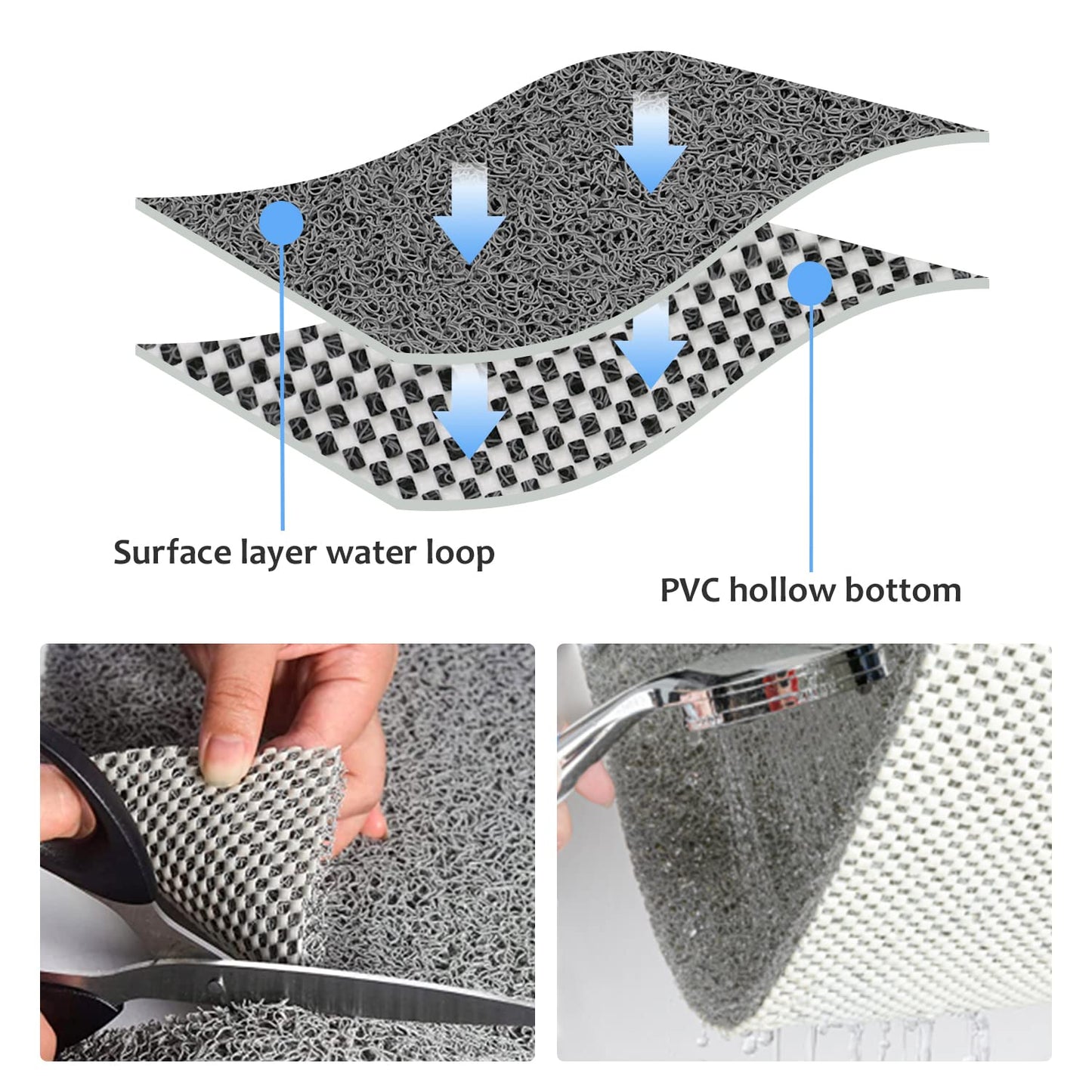 Bathtub Mat Non Slip Shower Mat, 40 x 100 cm, Soft Textured PVC Loofah Mat for Bathroom Inside Shower Anti Slip Bath Mat Bathroom Rug Carpet No Suction Cup, Quick Dry