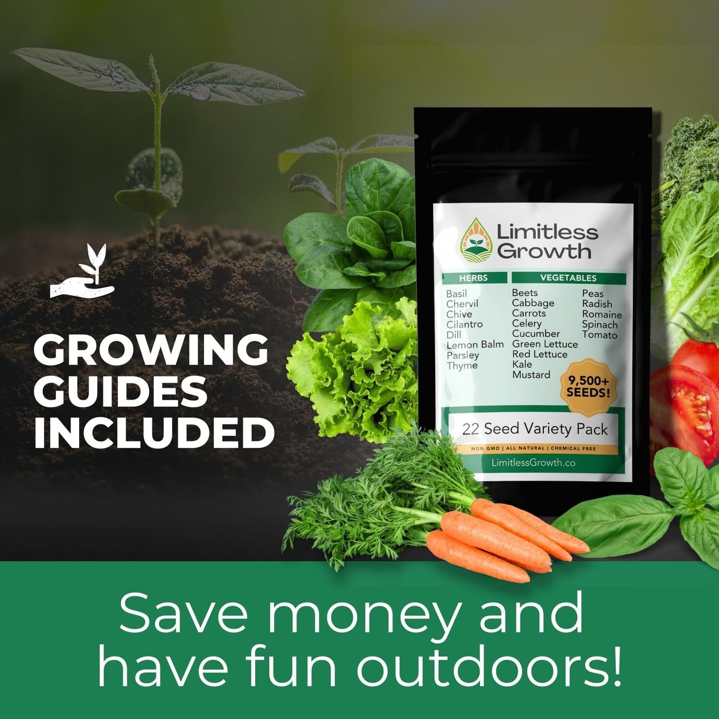 22 Vegetable & Herb Seed Pack | 10,000+ Seeds | Grown in West Coast Canada | Easy to Grow Varieties | for Canadian Climates | Container, Raised Beds, and More | Large Enough for Survival Gardens