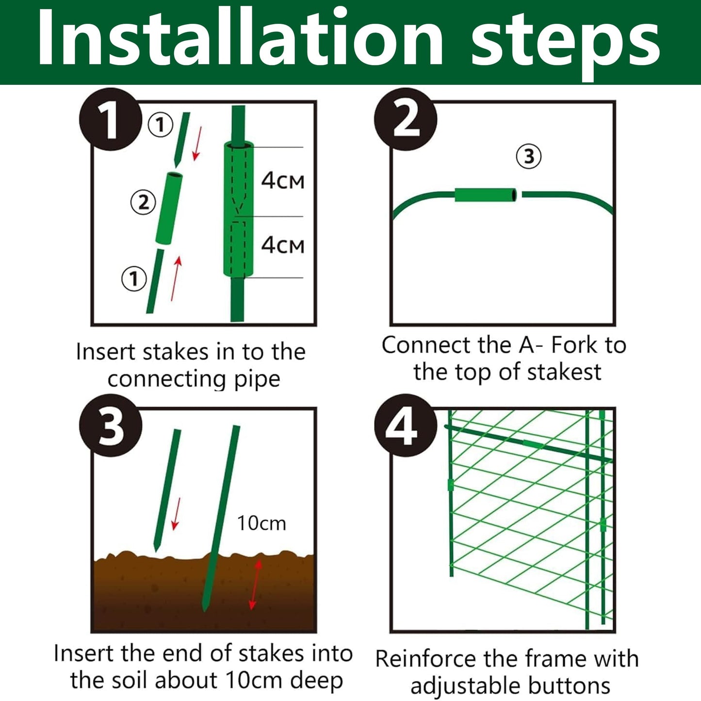 codree 2 Packs Garden Cucumber Trellis for Plant- 47 x 47 Inch Metal Arch Melon Trellis for Raised Bed- Foldable Tunnel Trellis with Climbing Net Clips for Growing Vine Vegetable