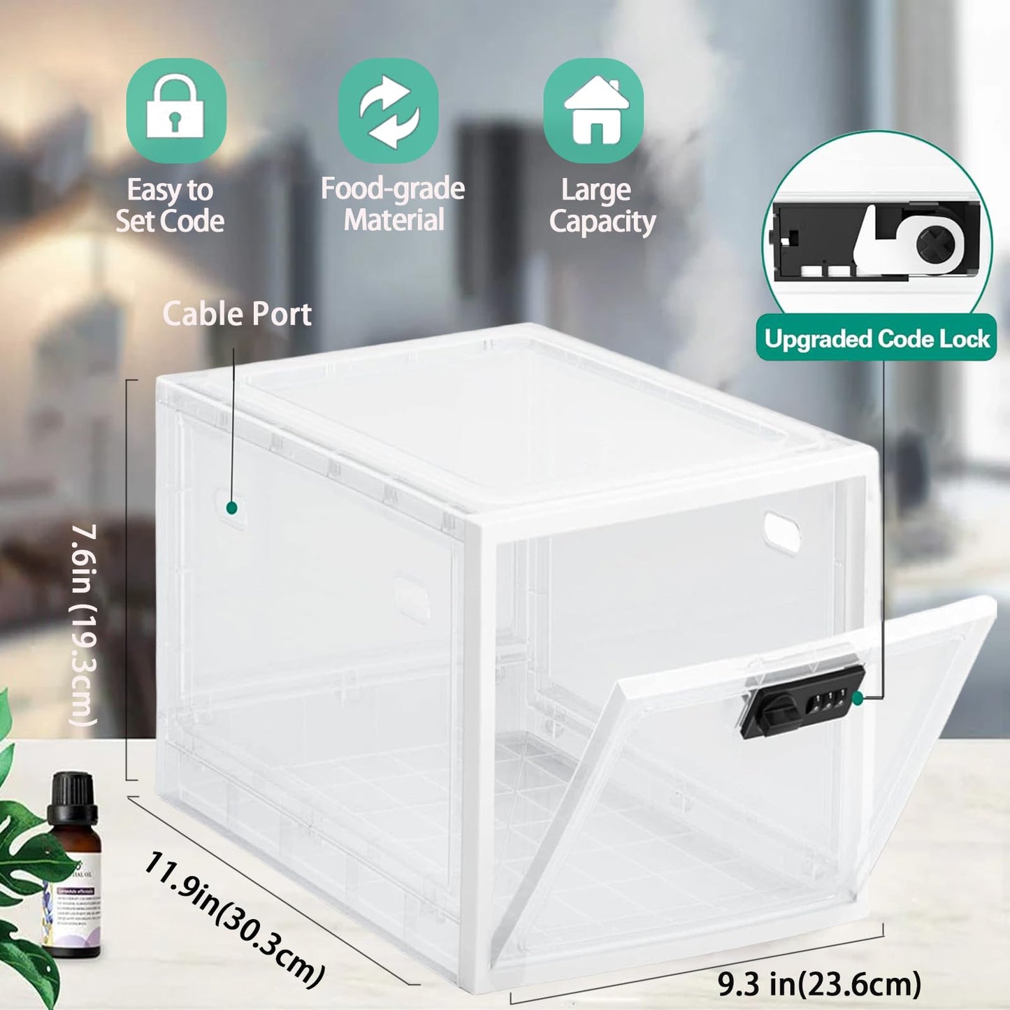 EMLTHORY Medication Lock Box with Code for Safe Medicine Storage Bin Organizer Lockable Box for Everyday Use/Fridge Food/Snacks/Phone/Tablet Jail Lock Box